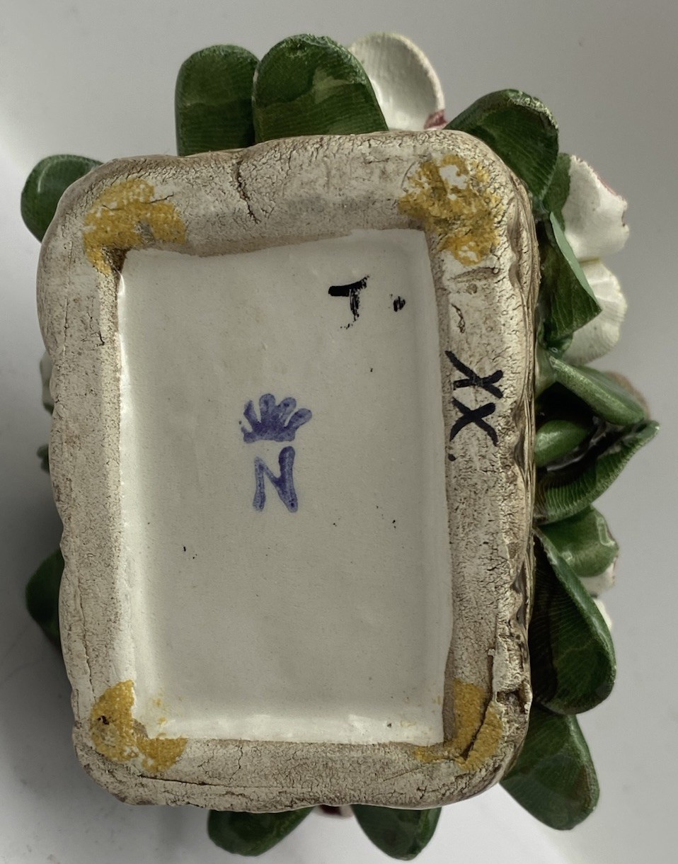 ANTIQUE Late 1700s Early 1800s NUOVA CAPODIMONTE PORCELAIN FLOWER BASKET ITALY