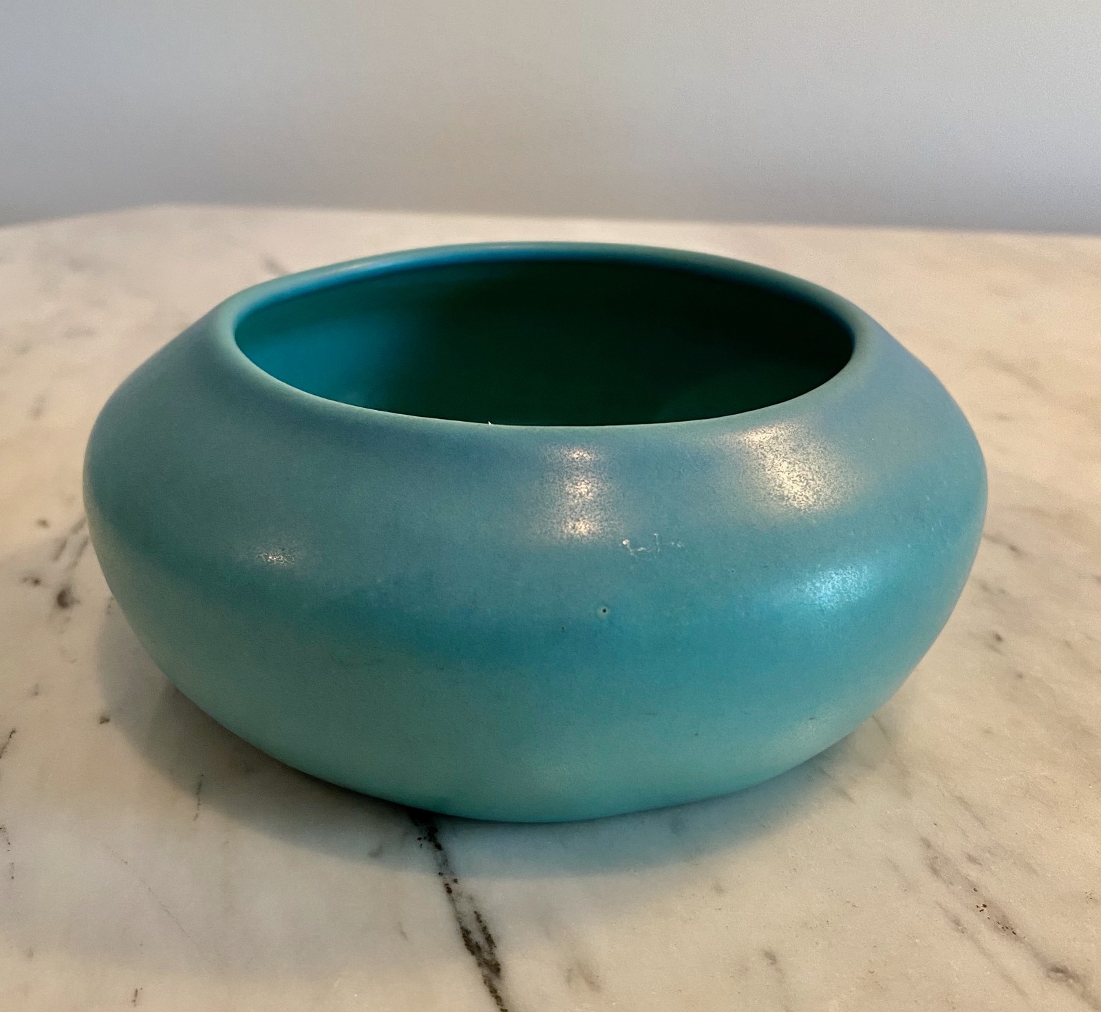 “Original” 1940’s Van Briggle Arts & Crafts Mission Bowl, Ming Blue, Frank Wills