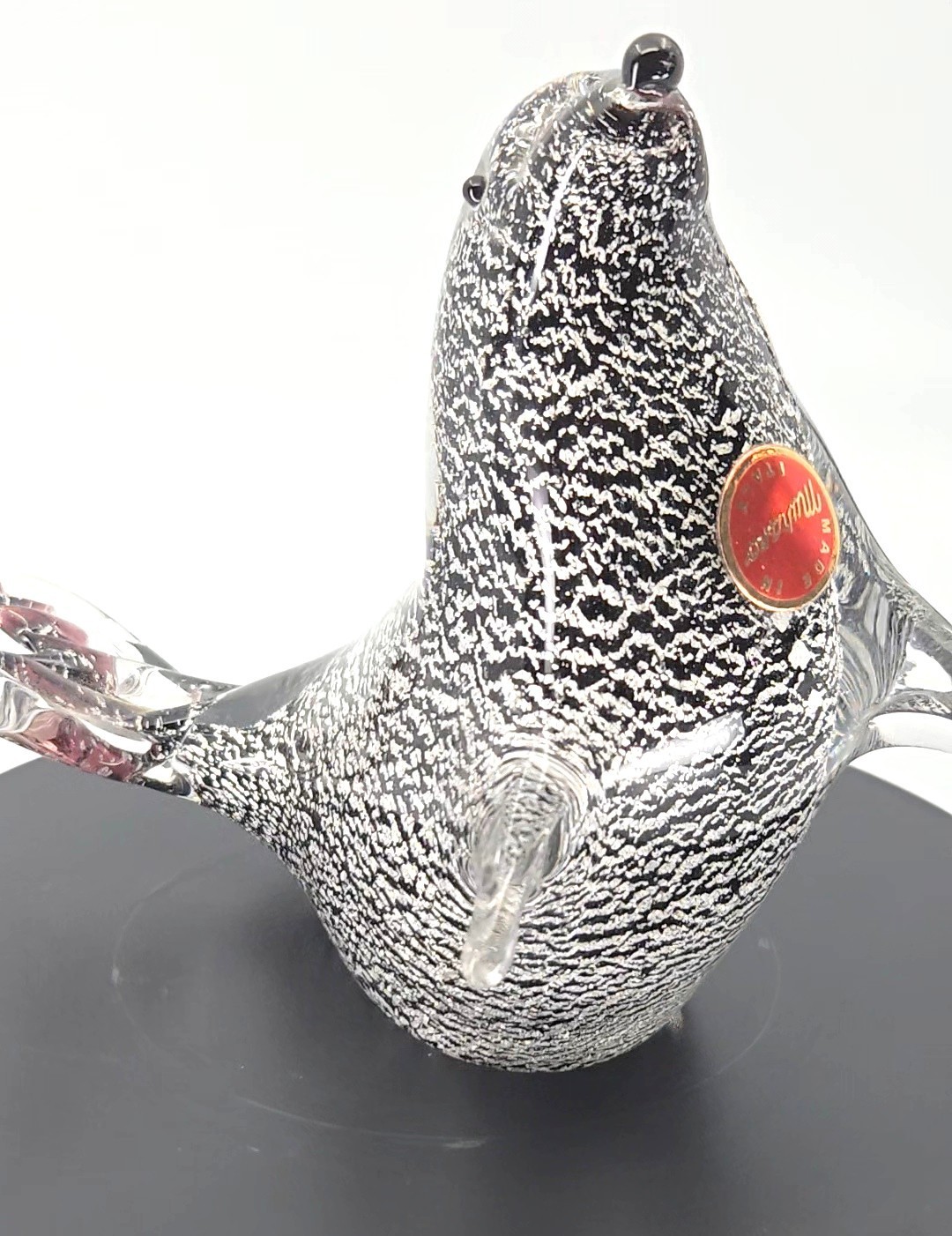 Murano Italy Black Silver Art Glass Seal Formia Vetri Di Murano Beautiful Piece!
