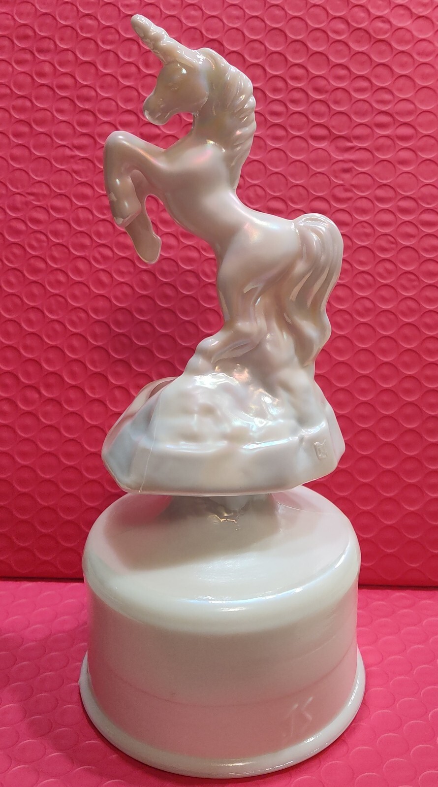 Brand New Mosser Made Milk Glass Carnival Unicorn on the Fount From Fenton Mould