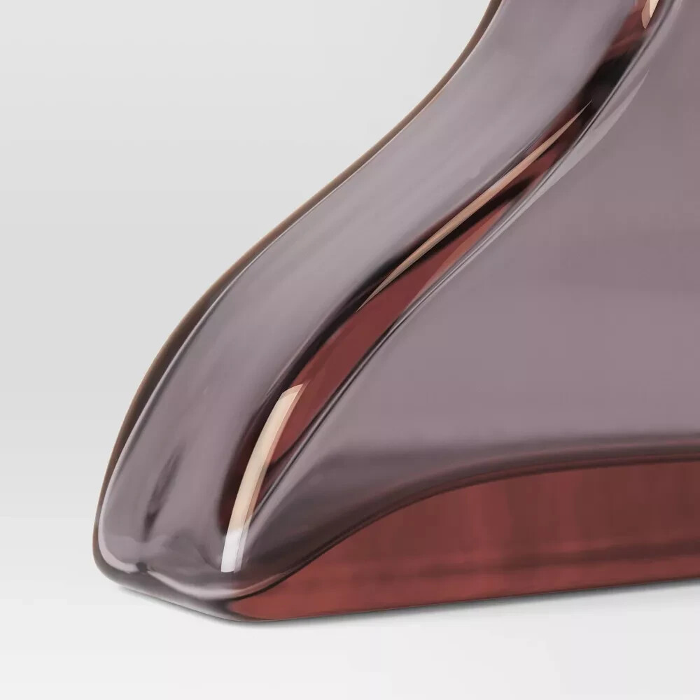 Red Translucent Glass Small Curved Vase 4.72″ Art Glass Water Tight Flower Vase