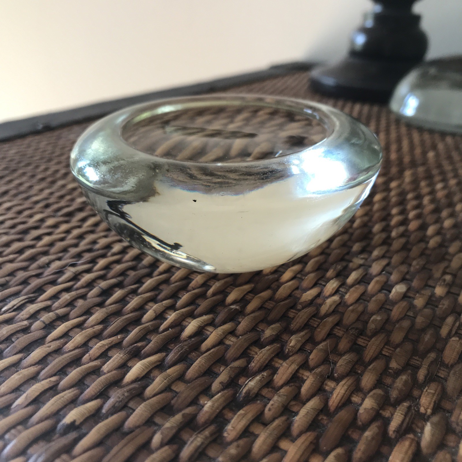 Vintage Round Dome Magnifying Glass Paperweight 3” Beaded Edge Desk Ornament