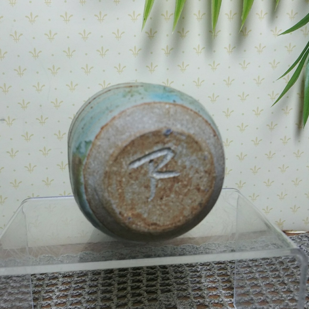 Handmade Studio Pottery 3.5″ Small Vase Brown Green Glaze Pottery Ribbed Signed