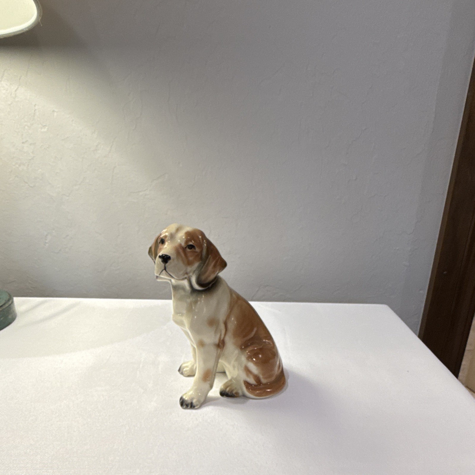 Andrea by Sadek Ceramic Dog Figurine, White & Brown Glossy Animal Theme