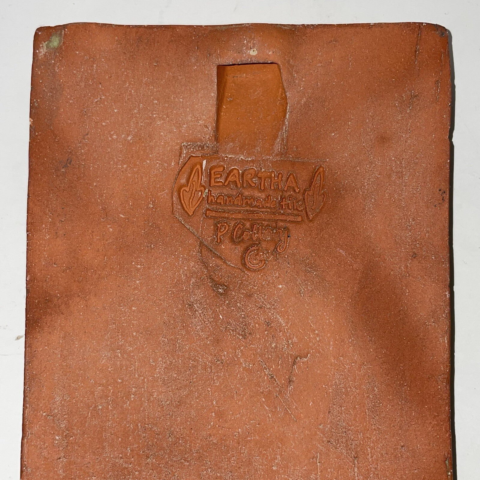 Eartha Handmade Pottery Tile with Mirror P. Collery Stamp