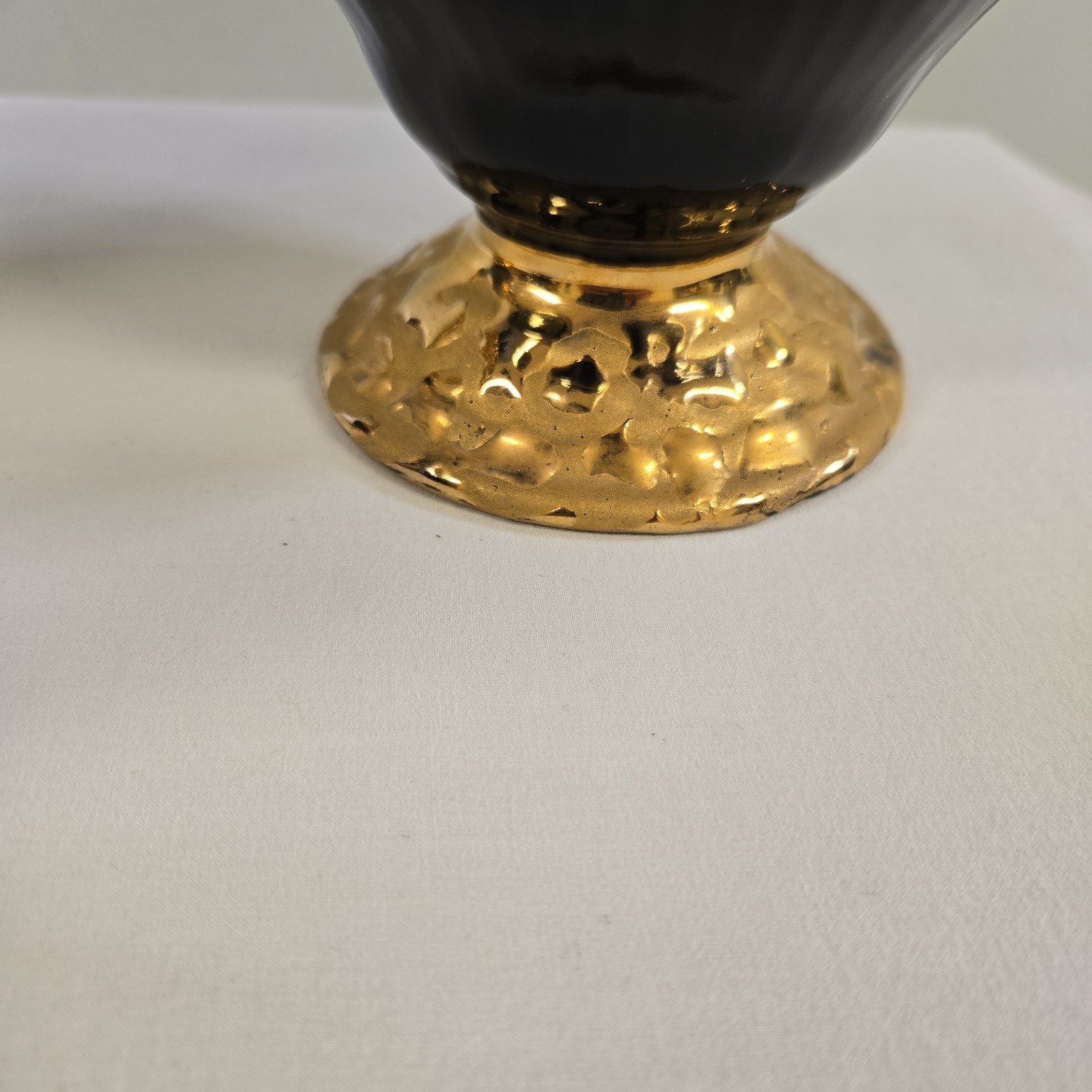 Weeping Gold And Glazed Black Pitcher Set 24K Plated Hollywood Regency MCM