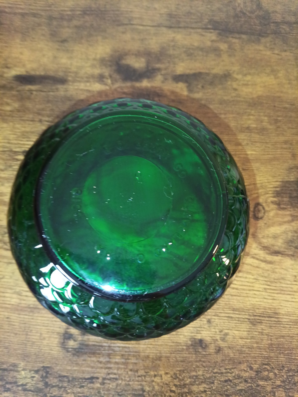 Vintage E. O. Brody Co. Forest Green Fish Scale Glass Vase Bowl MCM Style 4.5”