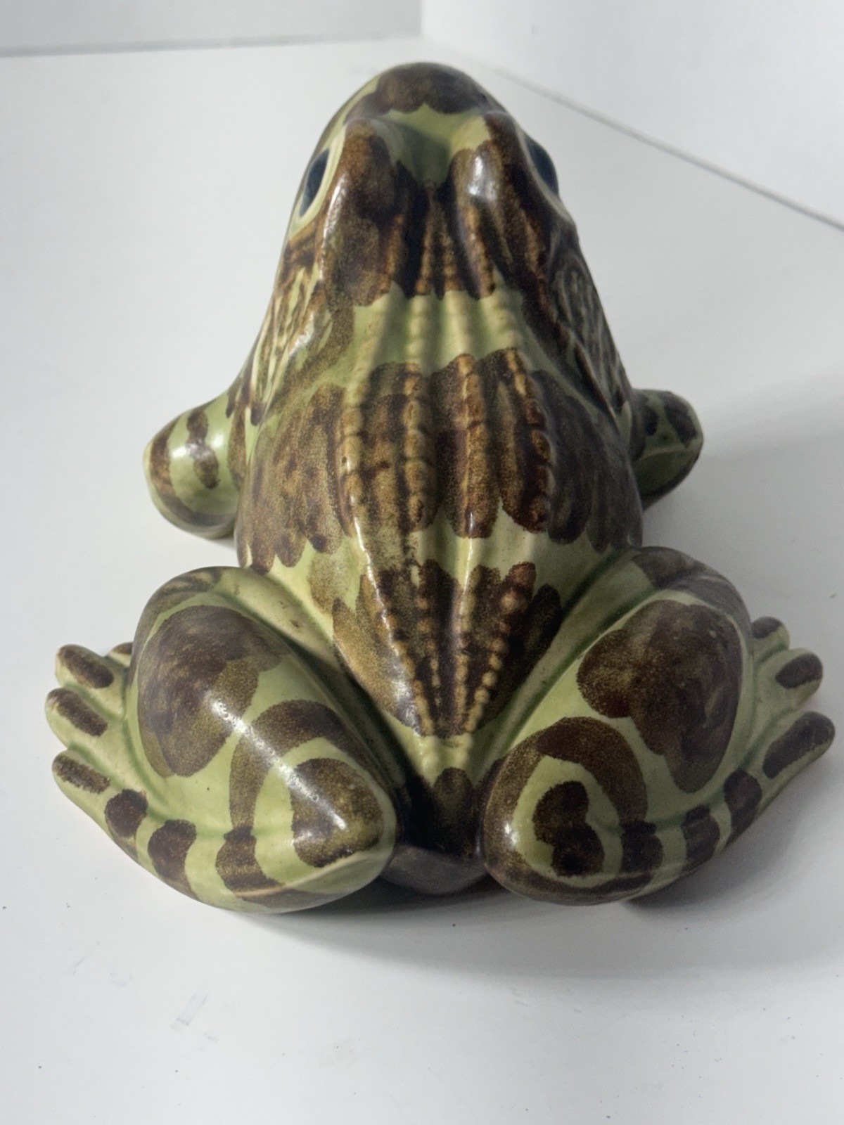 McCoy Pottery Brush Garden Frog Open Mouth 8” Mid-Century Vintage Pottery Statue