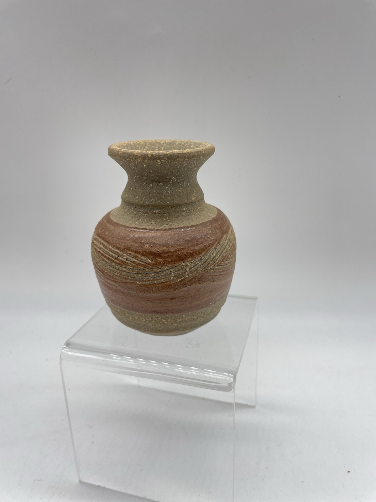 Mini Small Studio Art Pottery Clay Vase Retro Handmade Brown Glaze – SIGNED
