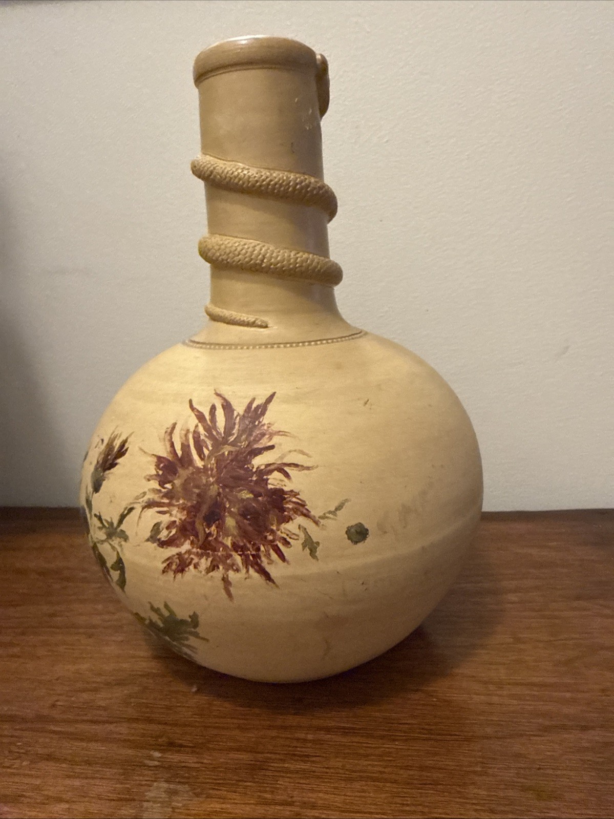 Vintage Stoneware Vase With Snake Wrapped Around The Neck