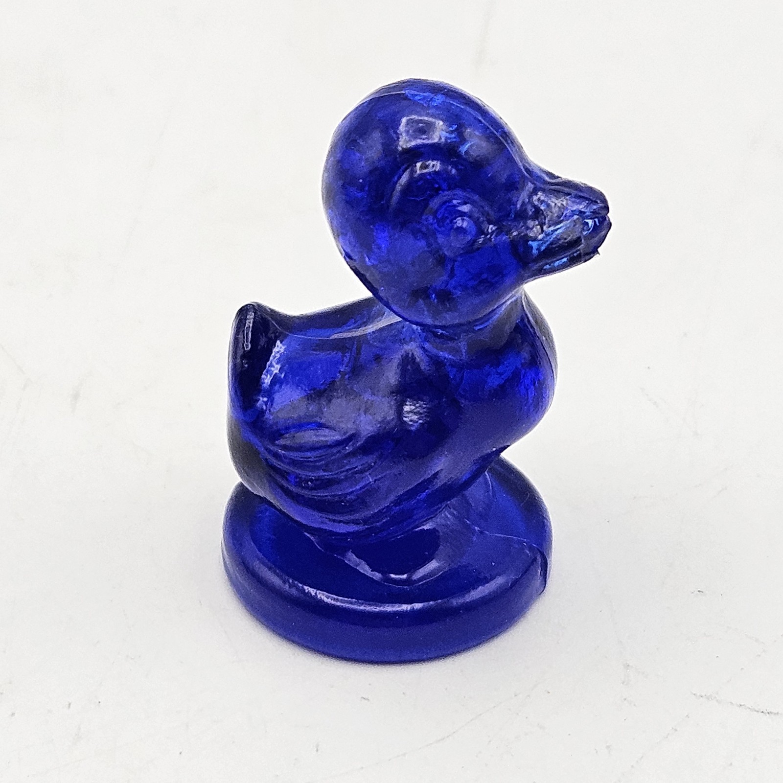 Boyds Glass ~ Debbie Duck Duckling ~ Cobalt Blue ~ Chip On Beak