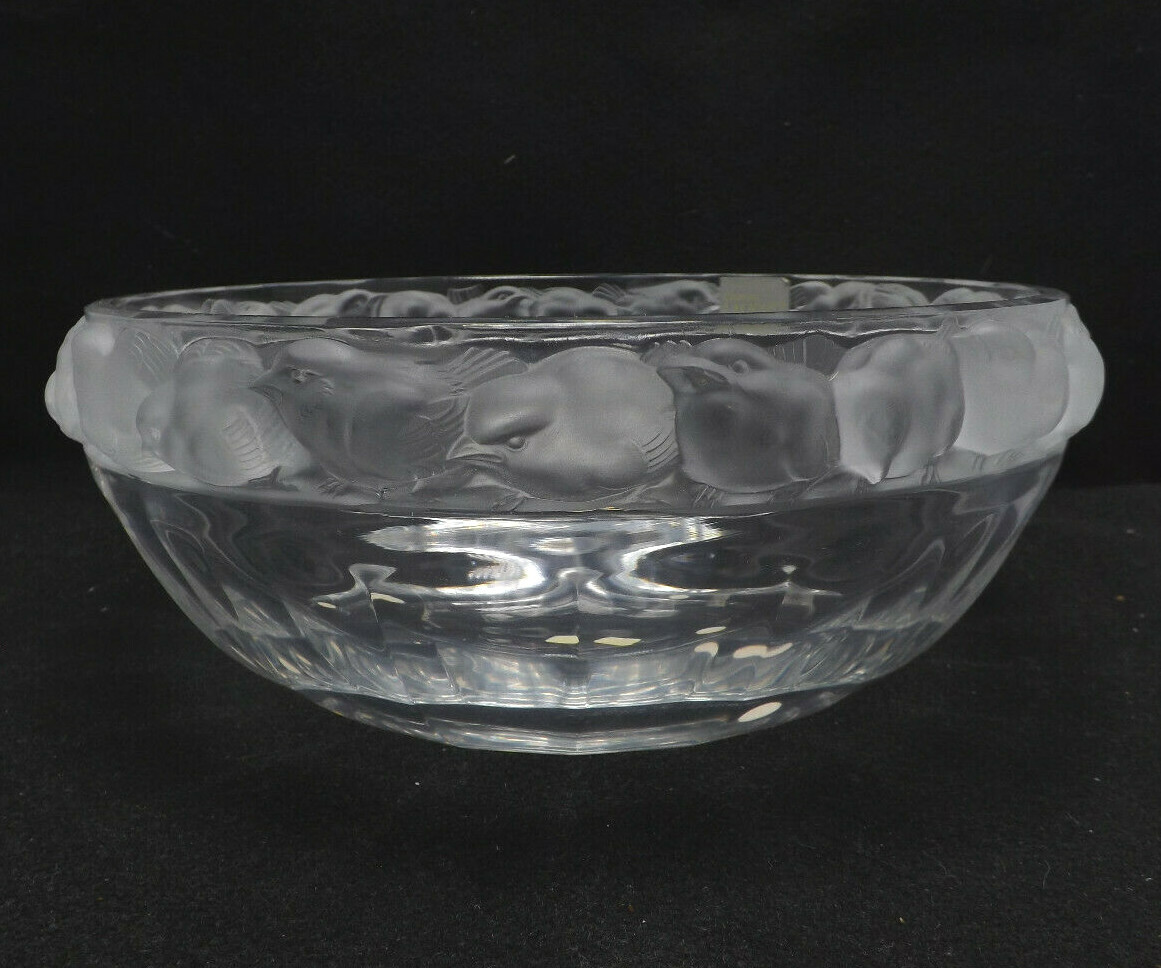 Lalique Crystal Mesanges Bird Bowl, with box, 9 3/4″