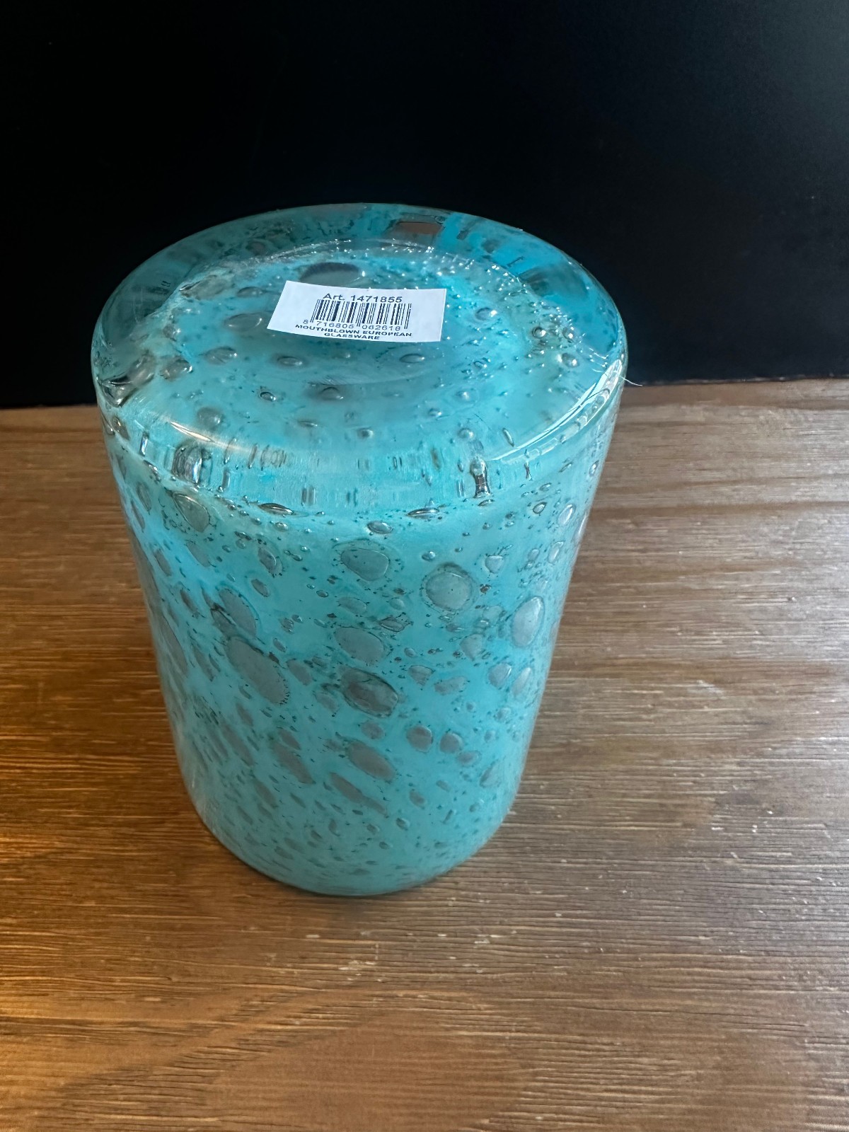 Dutz Cylinder vase Mouth Blown Contemporary Turquoise European 7×5