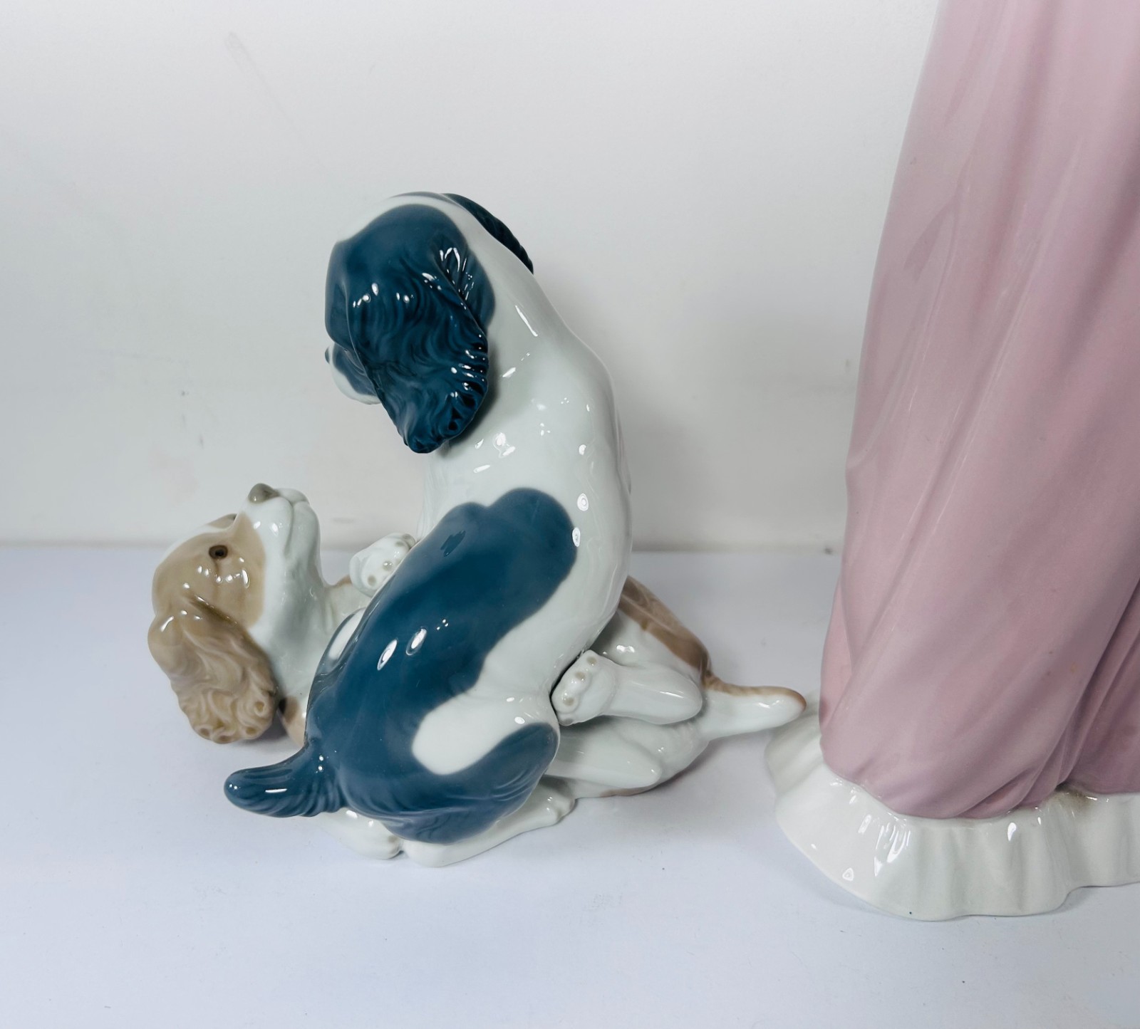 (3) LLADRO / NAO Figures Puppies Playing Hound Dog Girl Rabbit Bunny Spain