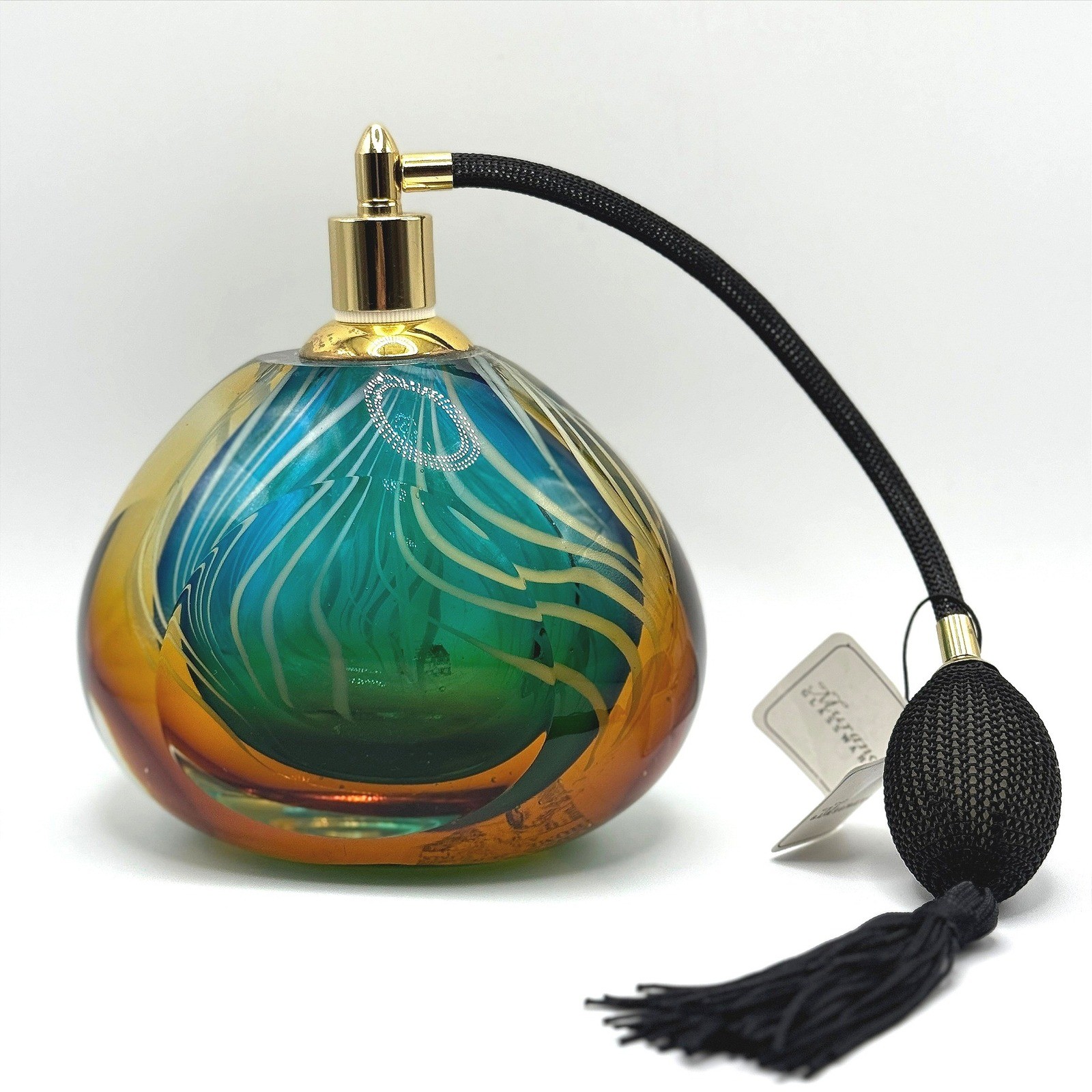 Vintage Murano Art Glass Perfume Atomizer Heavy Hand Blown MCM Vanity Dressing