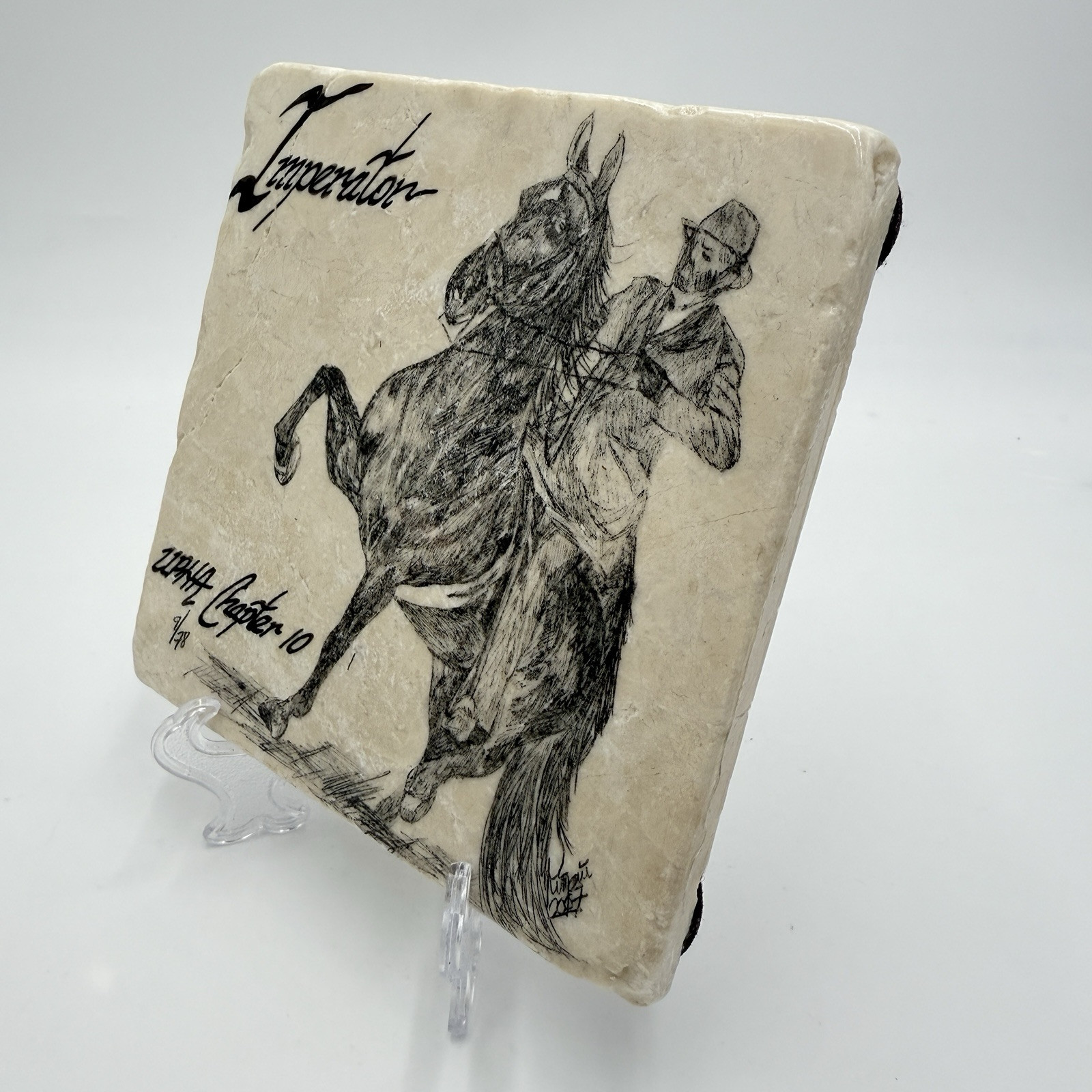 IMPERATOR UPHA Chapter 10 Fine Art in Stone Horseman Sketch 6×6 Tile Kim Marie