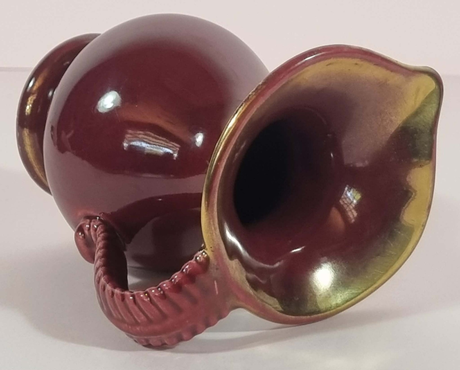 Bay Keramik West Germany Burgundy Gold MCM Ceramic Jug 13cm