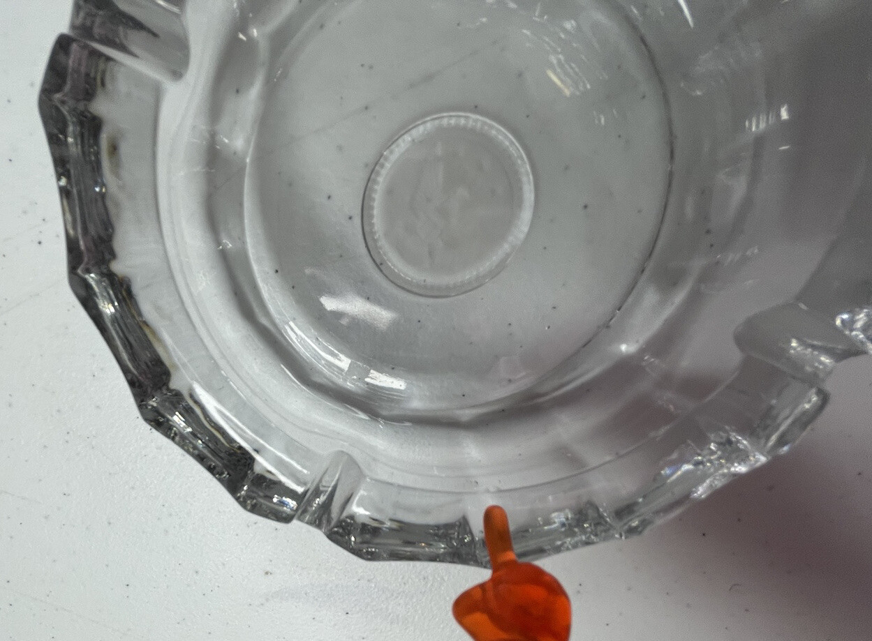 Vintage Fostoria Glass Ashtray 1887 Eagle Coin Center Heavy Clear Cigarette 5.5″