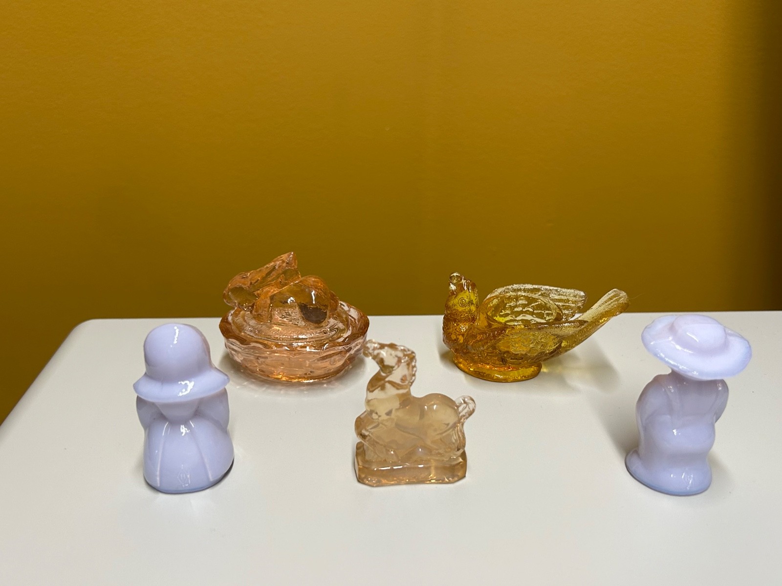 Boyd Crystal Art Glass | Miniature Glass Lot Eli Sarah Bird Bunny on Nest Horse