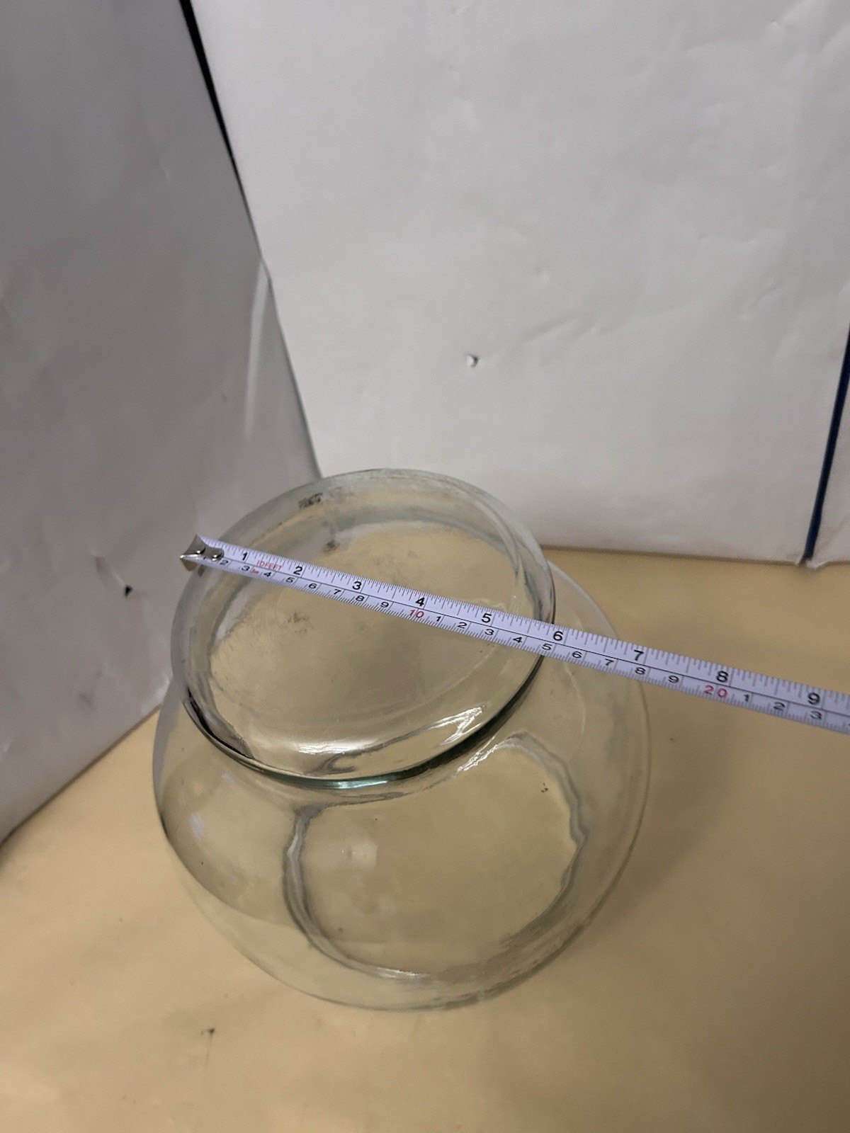 VTG Large Heavy Clear Glass Large Mouth Vase Unbranded Used