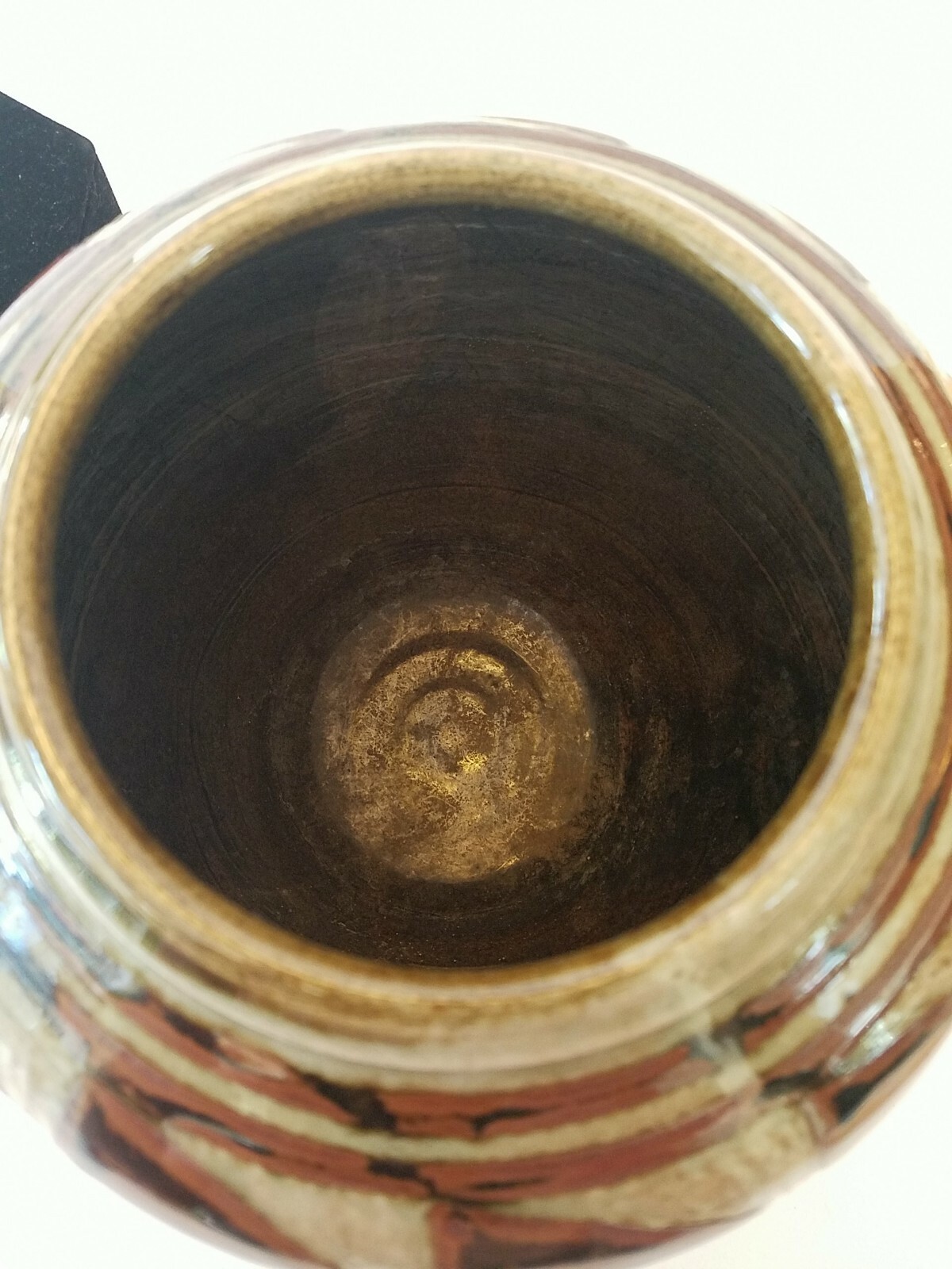 Vase clay studio handcrafted art pottery. The mark is like a seal on the side
