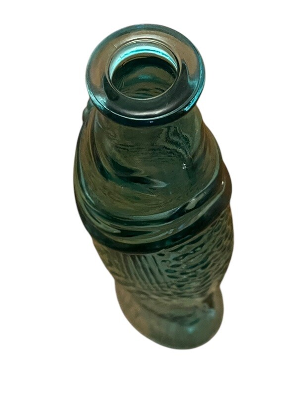 Vertical Teal Blue Fish Vase 9” Length With Scales