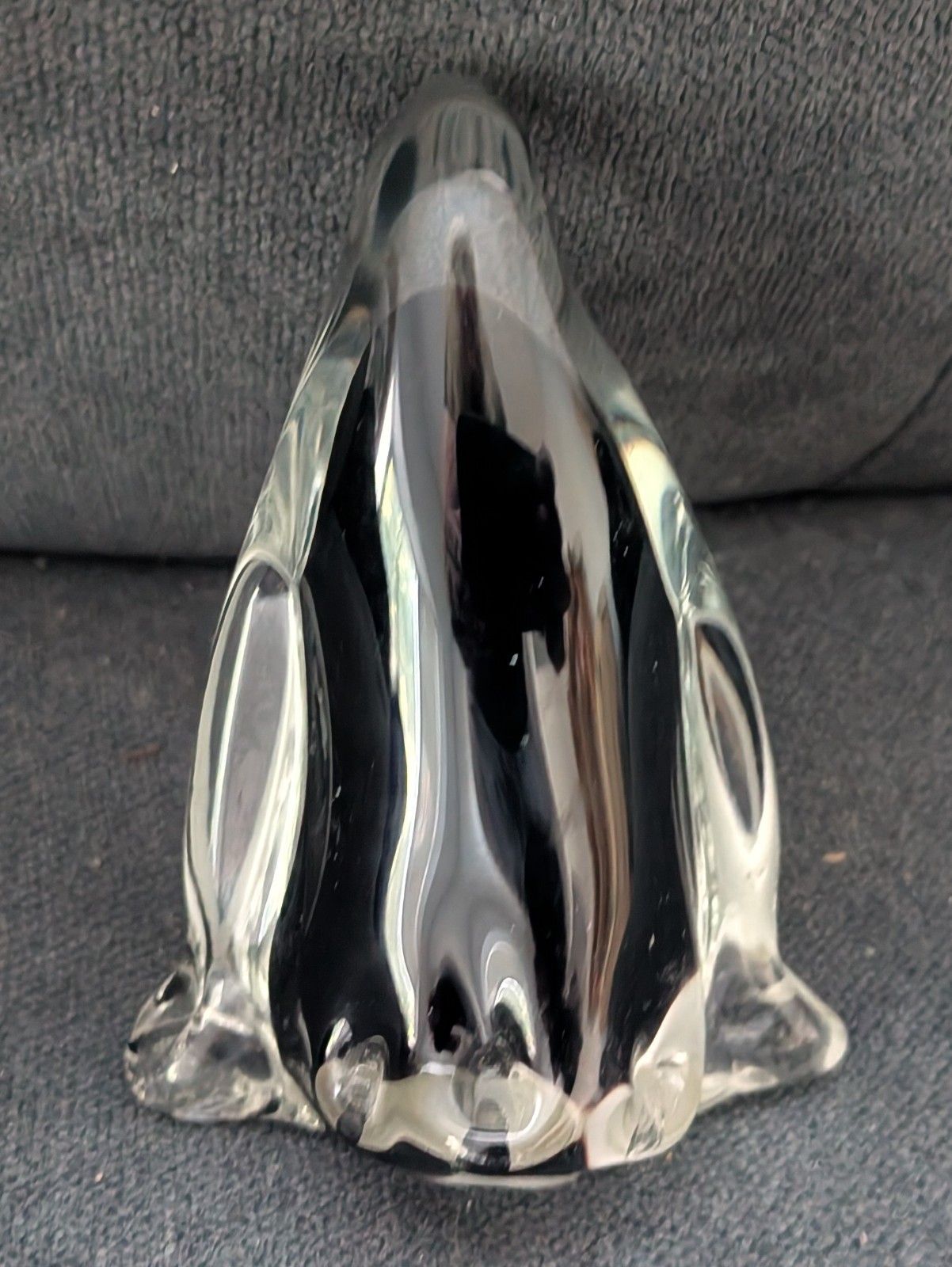 Cobalt Blue Art Glass Mother Penguin w/ Babies Figurine Paperweight 5.5″