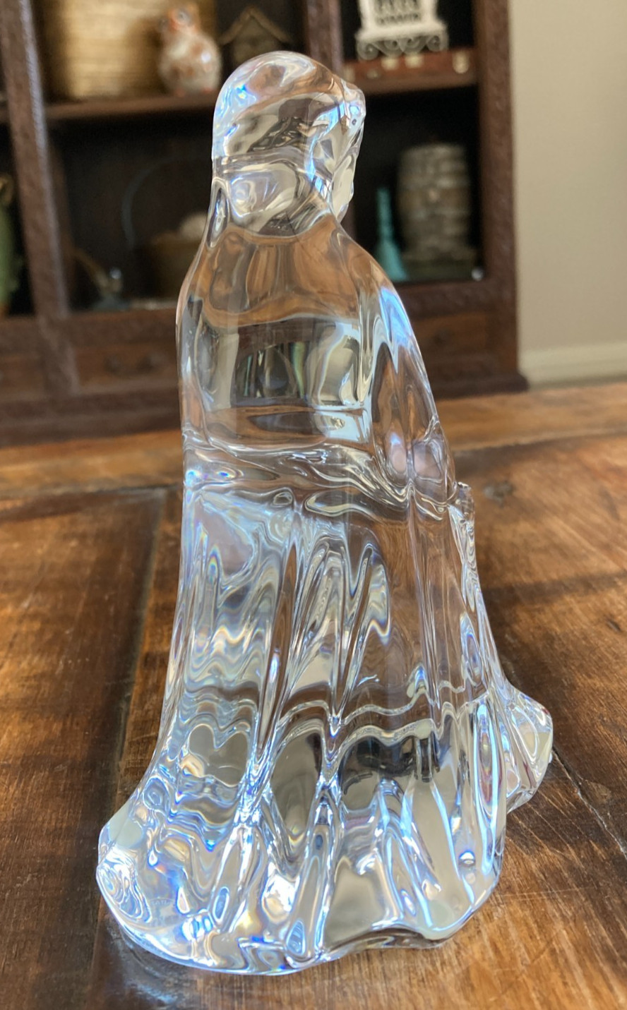 Baccarat Crystal Nativity Mary Kneeling Sculpture Figurine France 6″ Mint