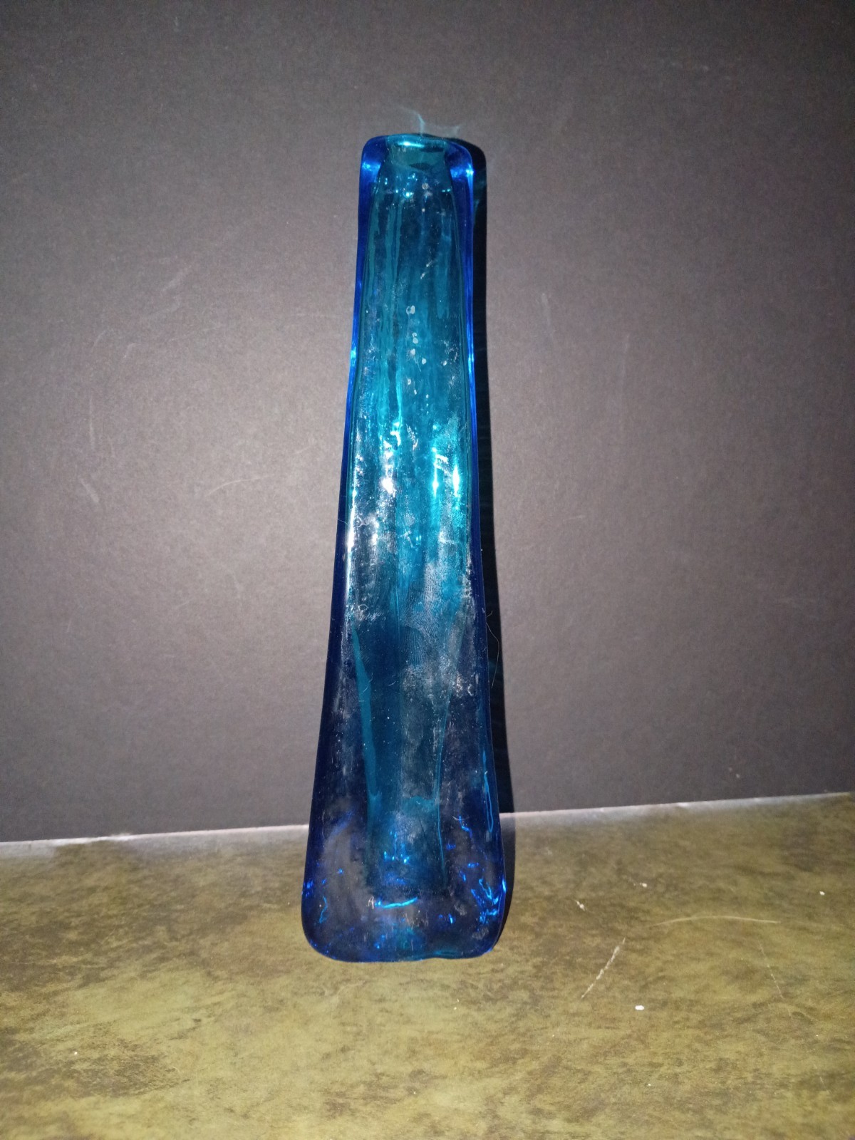 Blenko 2022 Blue Bud Vase signed Bottom 25cm Tall