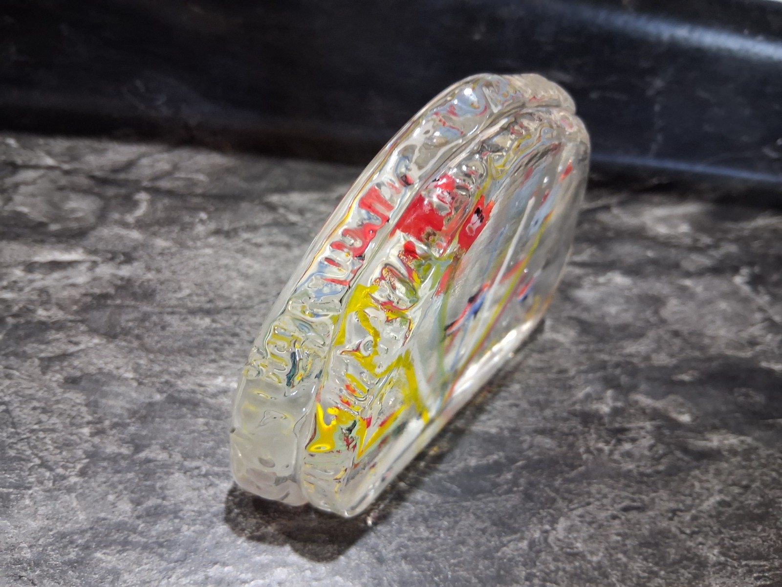 Retro Art Glass Fish Aquarium Scene Paperweight Murano Style Frutiger Aero