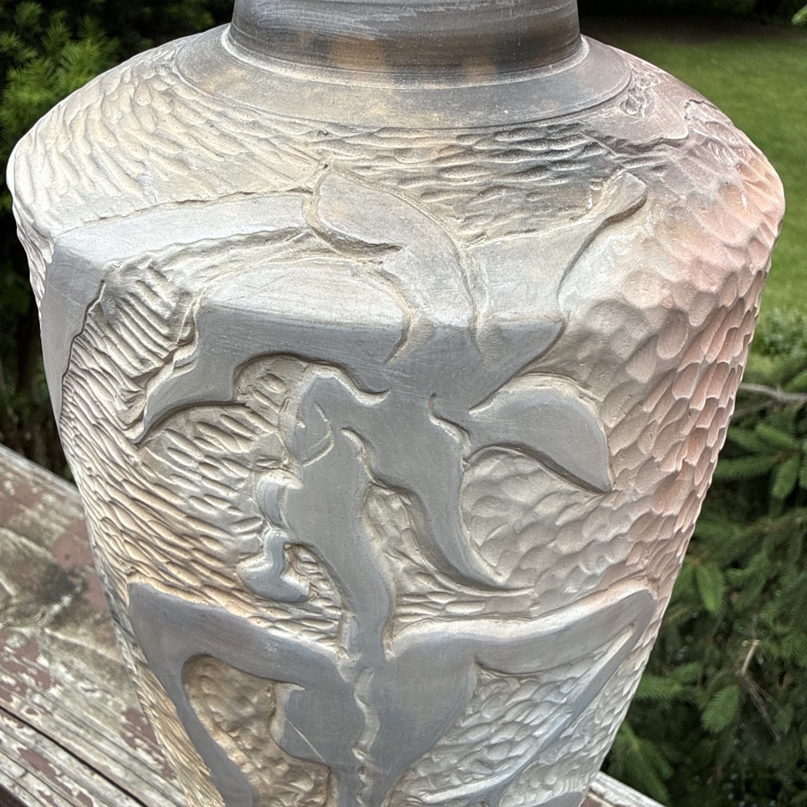 Brenda McMahon Pottery Signed Vase Then and Now EUC Signed Large Piece 12 in