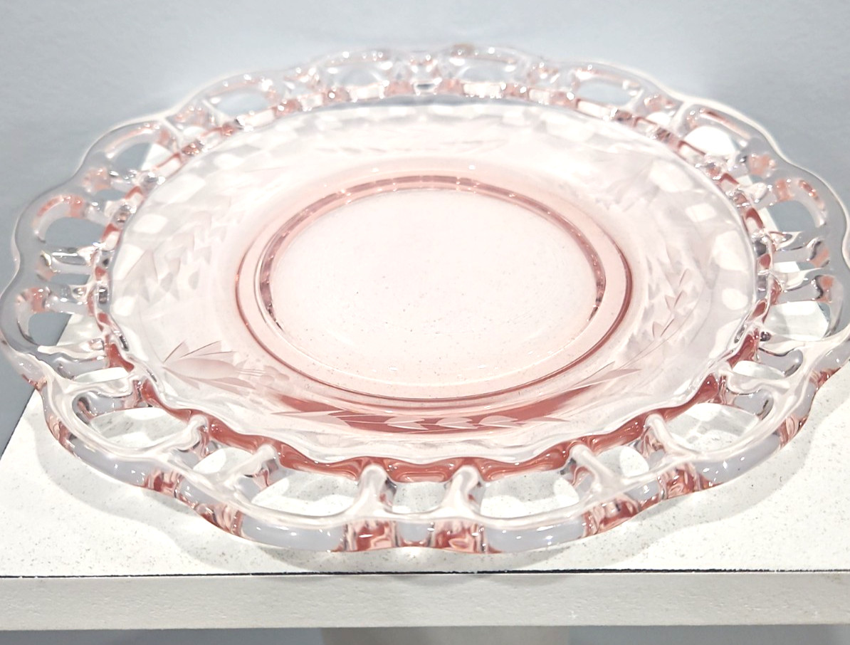 Vintage Pink Depression Glass Plate 8.5” Old Colony Lace Edge Anchor Hocking