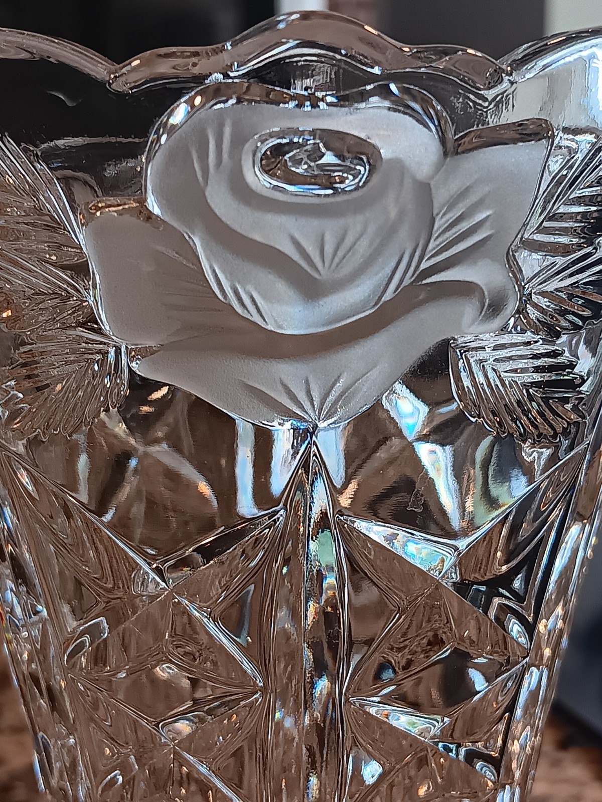 Vintage Anna Hutte Bleikristall Lead Crystal Vase made in Germany 7.5” Tall