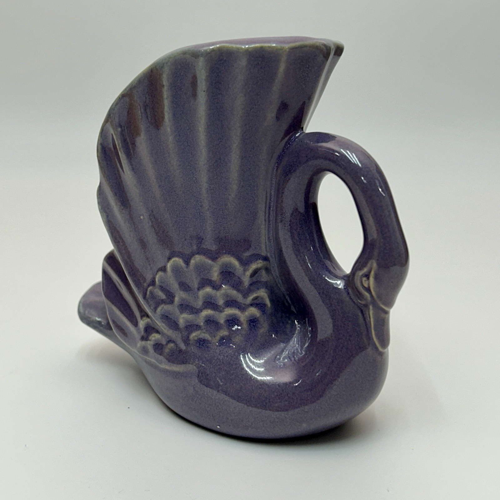Rosemeade Pottery Swan Planter Lavender Blue Bud Vase 1950s North Dakota VTG