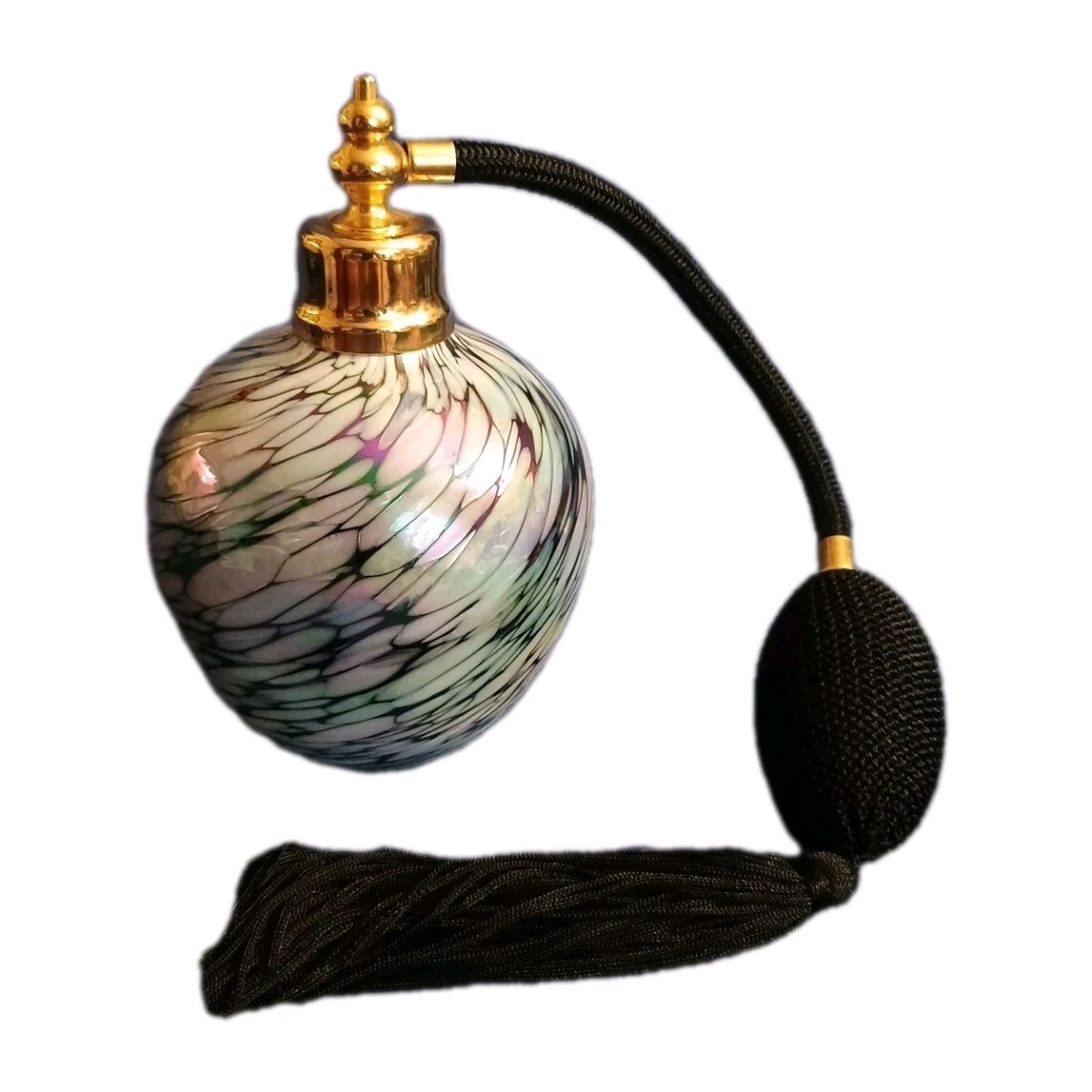 Victoria’s Secret iridescent art glass perfume bottle atomizer Works!