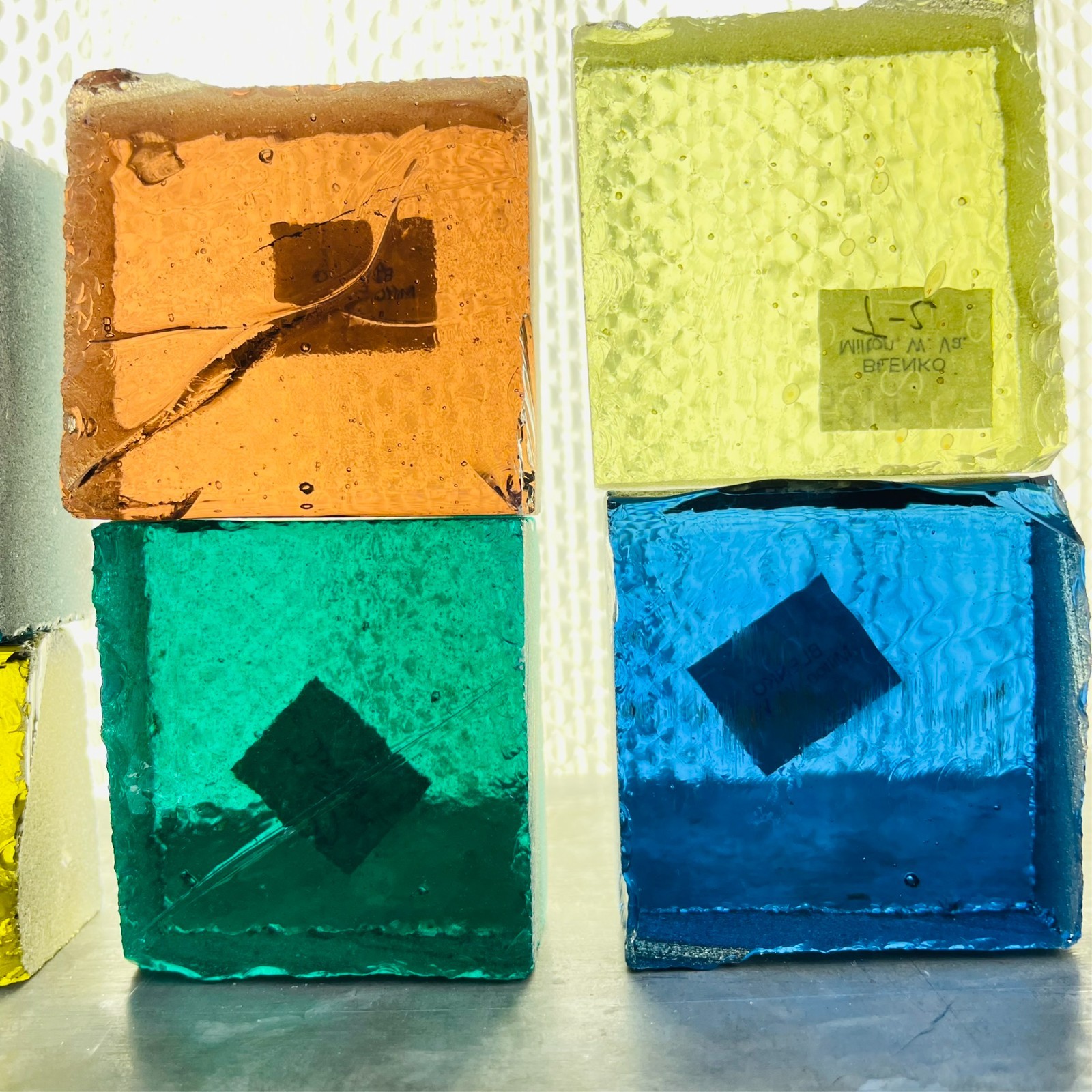 Blenko Art Glass Color Sample Block Lot of 8