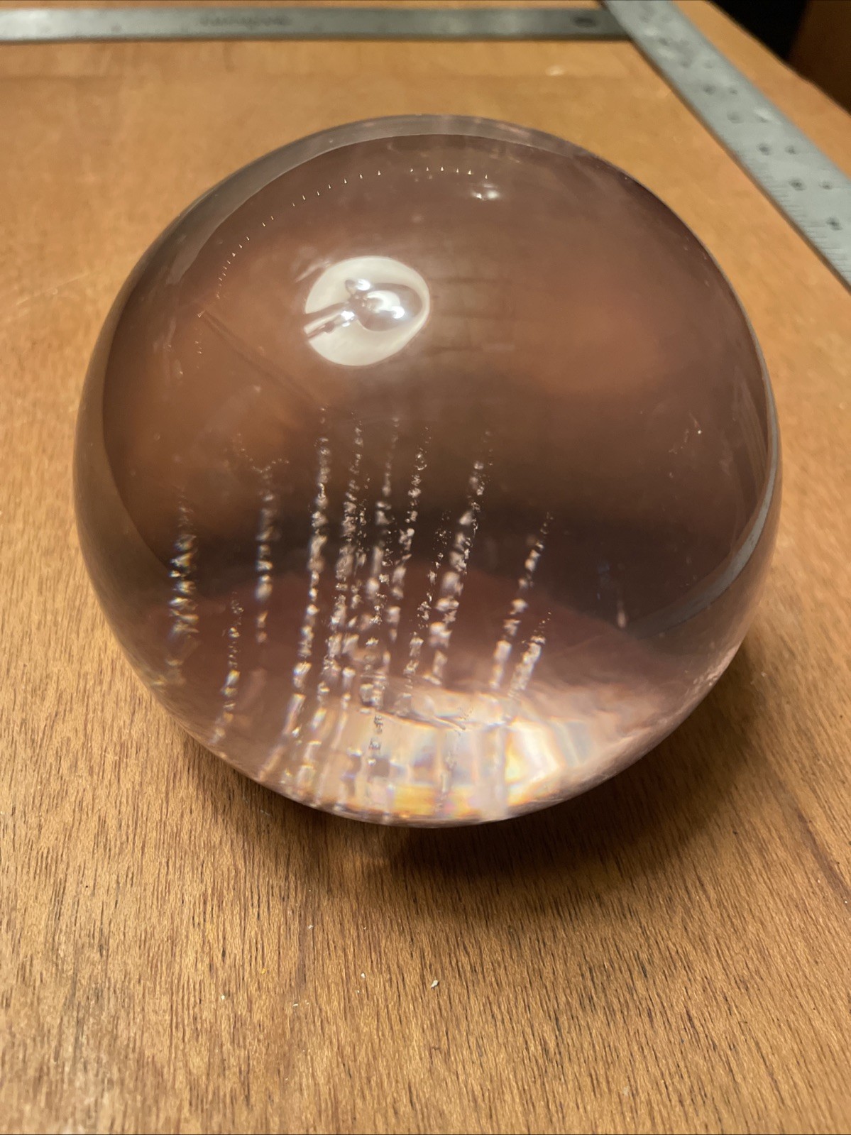 Paperweight With Bubbles, 3 1/2” Diameter, Clear Acrylic
