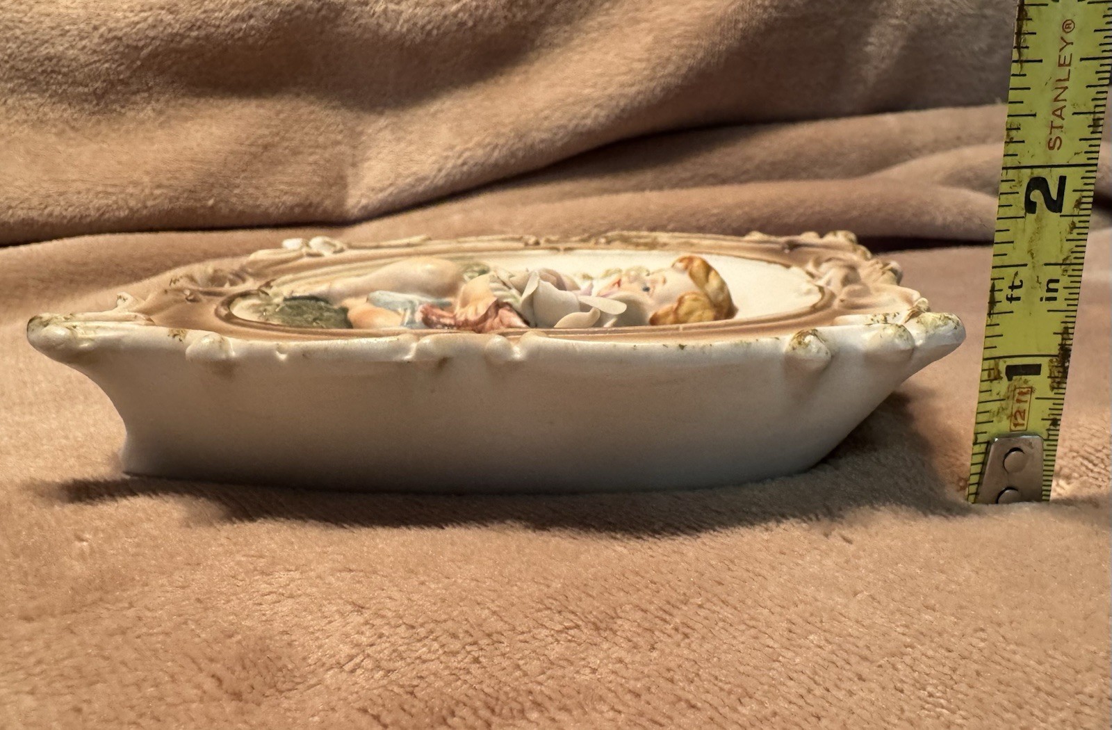 Vintage Blonde Cherub Chintz Botanical Decor Planter Boudoir Wall Vase Porcelain