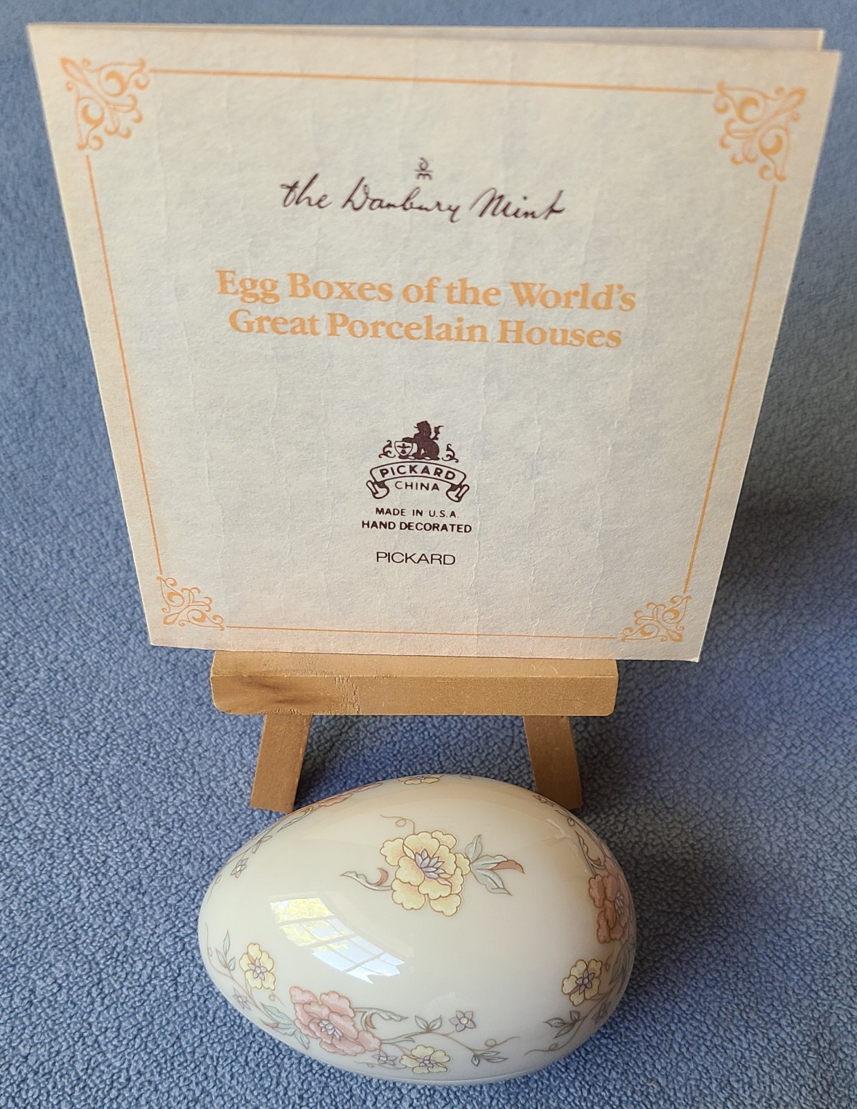 Pickard Danbury Mint Ivory Porcelain Easter Egg Box Fancy Flowers USA