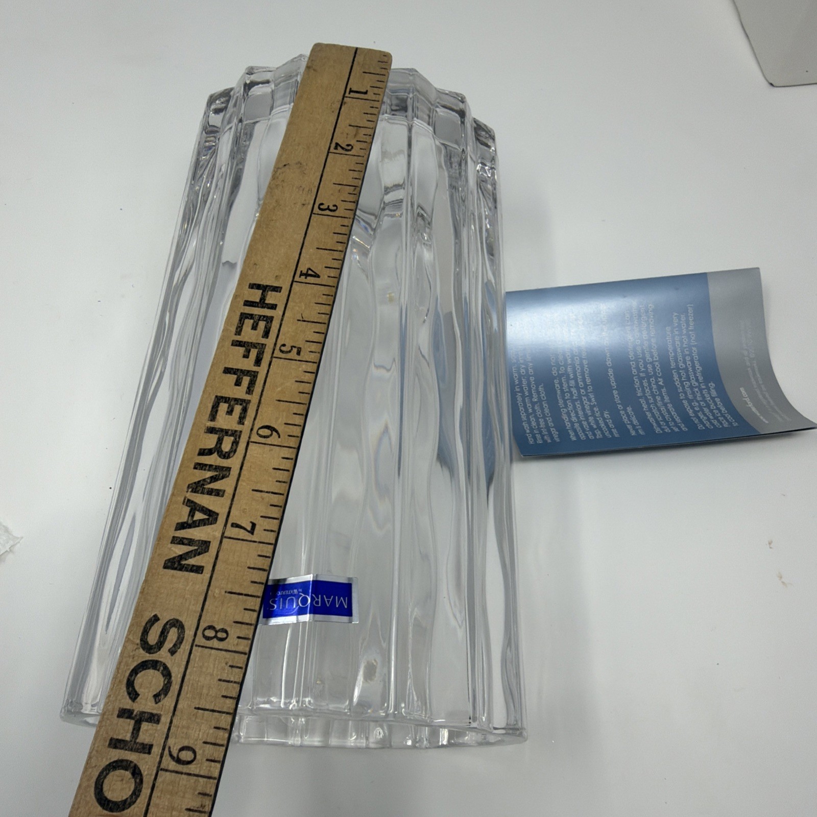 Marquis by Waterford Crystal 8” Oval Vase In Original Box Label Wavy Fluted