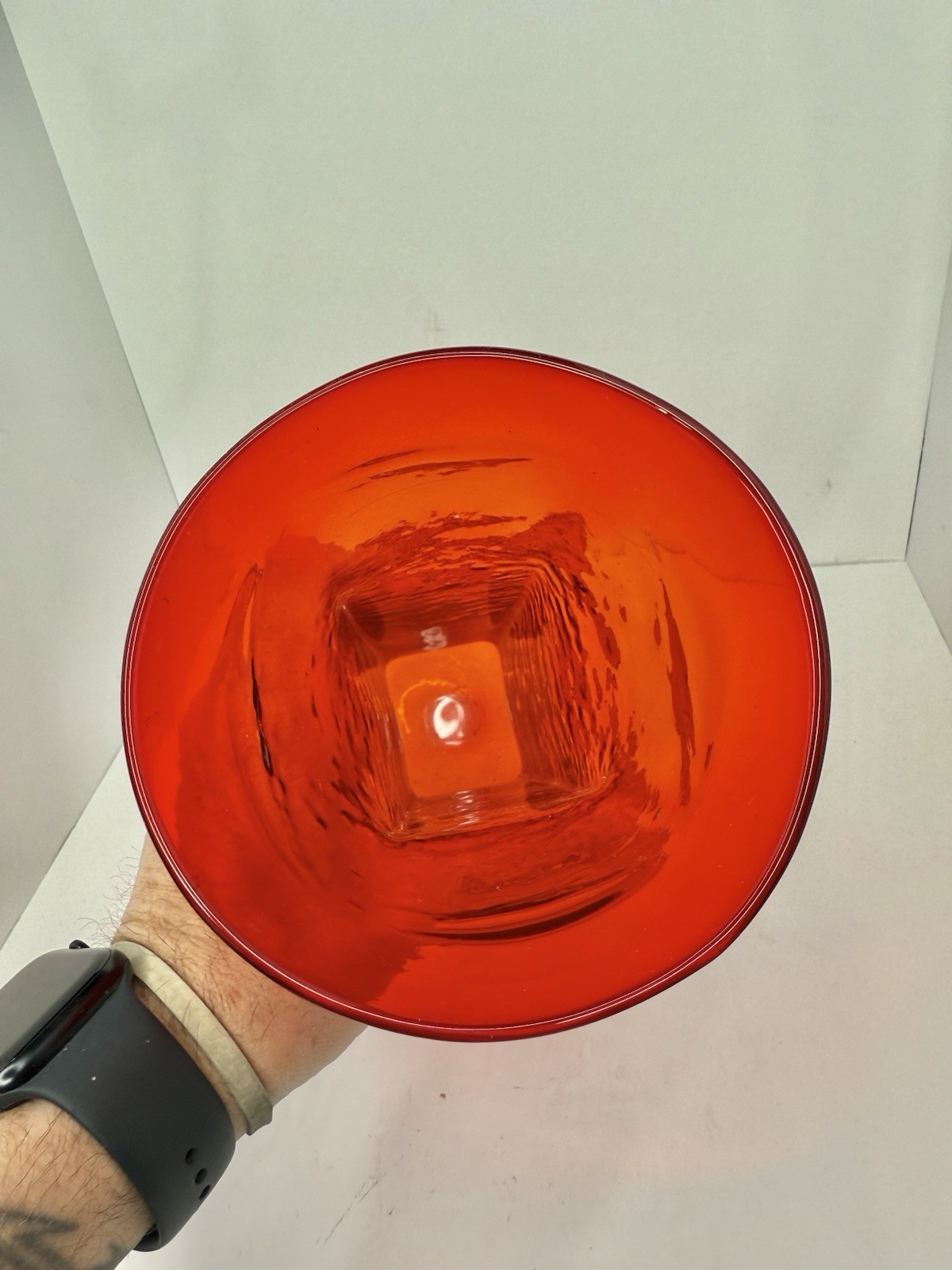 HTF Vintage MCM Indiana Handcraft 6525 Square Textured Vase Orange Wayne Husted