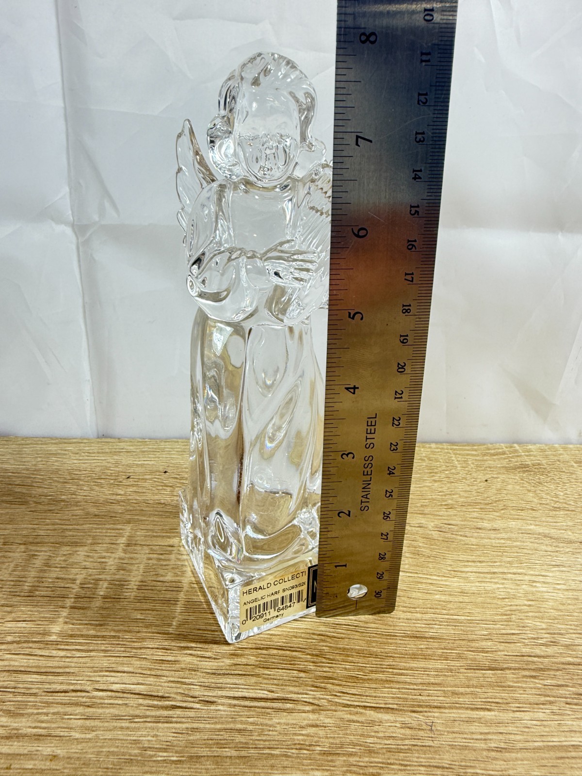 Vintage Mikasa Herald Collection Glass Angel with Harp Figurine Germany Crystal