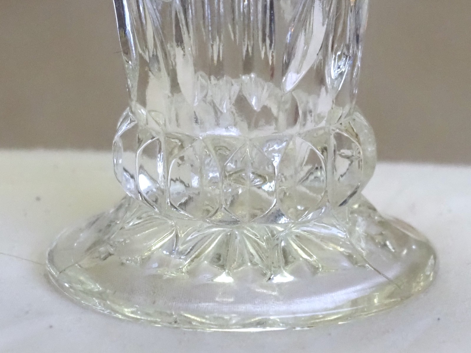 Vintage 1930’s Clear Cut Glass Footed Art Deco Vase