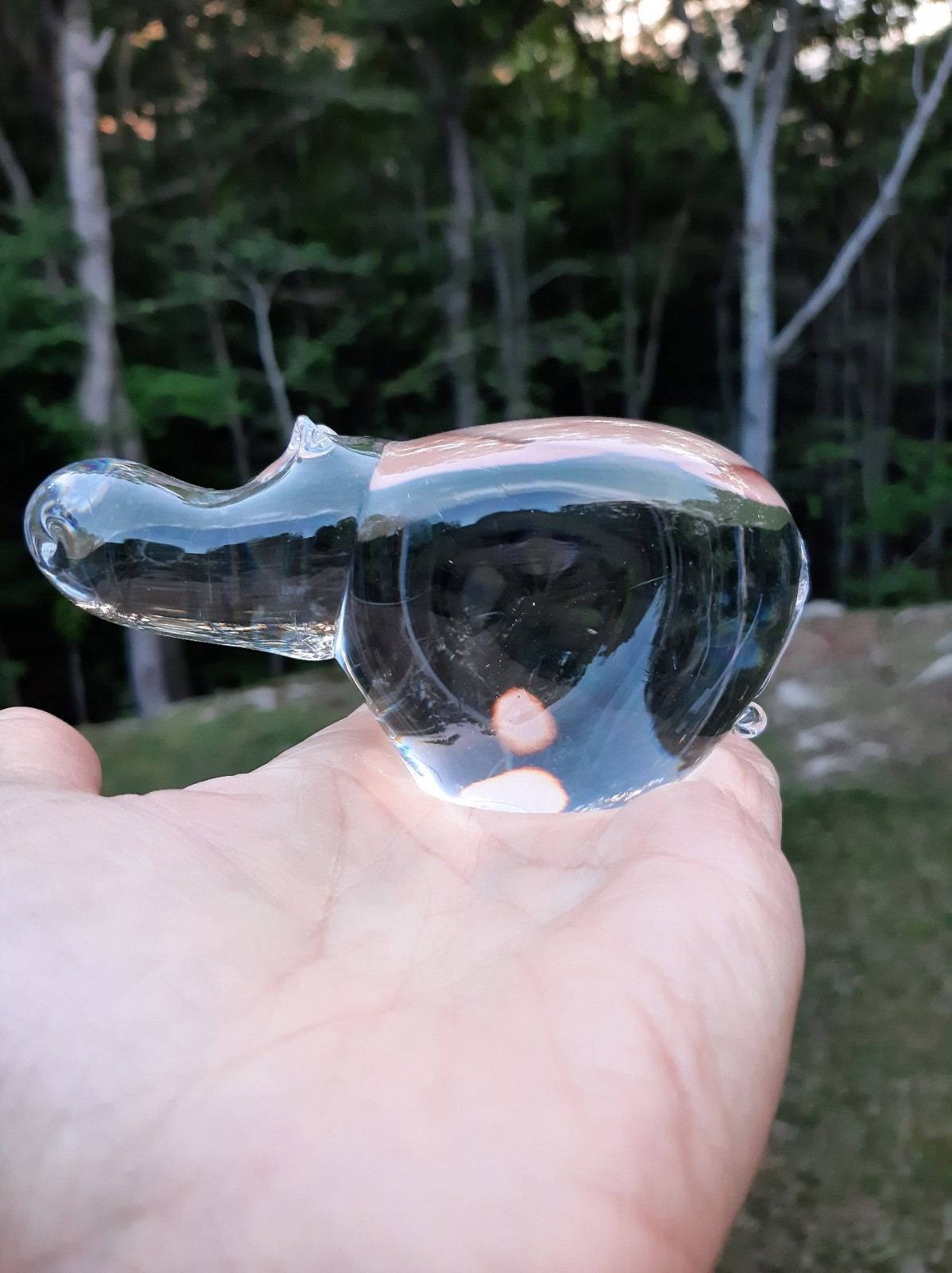 Holmegaard Hippopotamus Hippo Art Glass Crystal Figurine Michael Bang Denmark