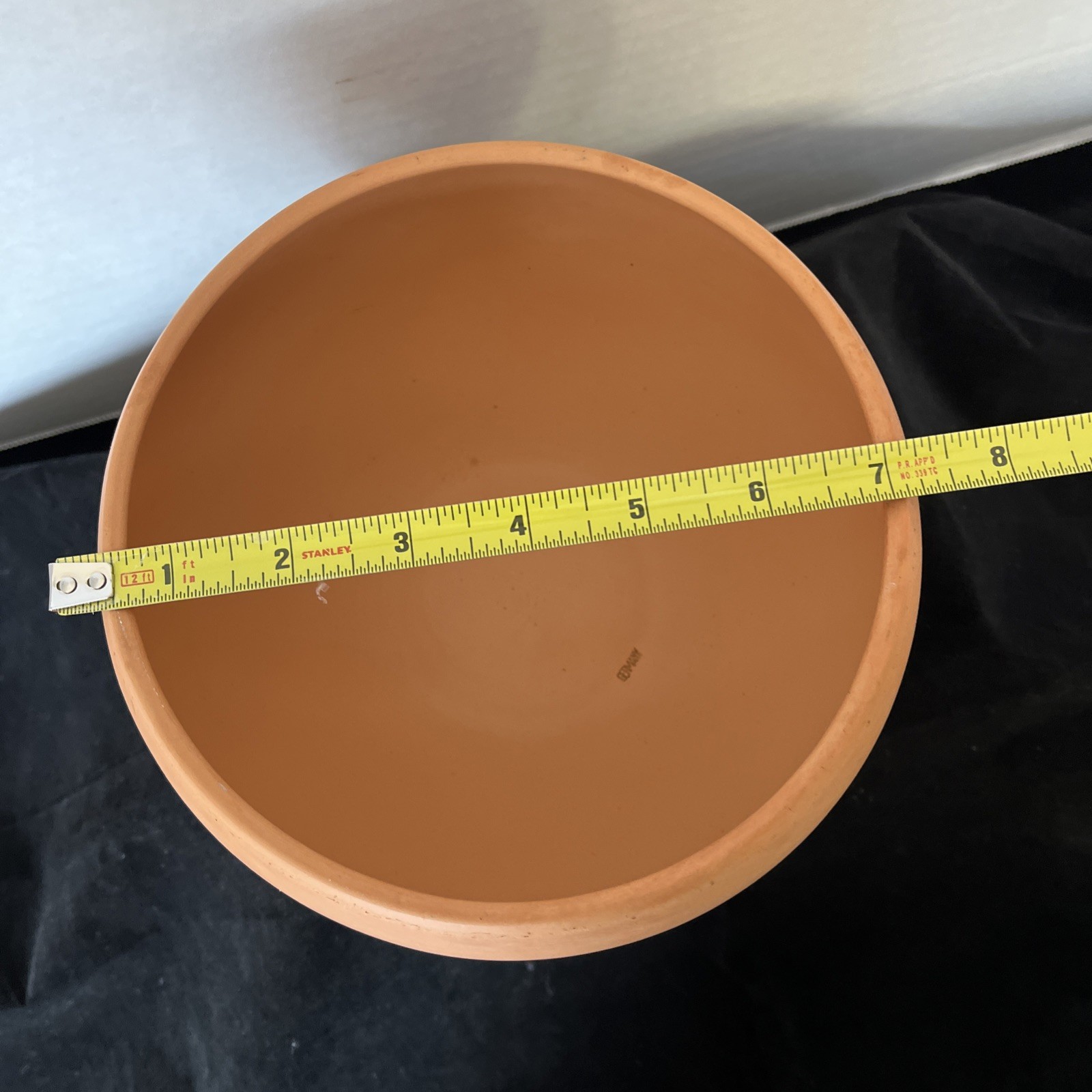 Studio Pottery Germany Terracotta Earthenware Planter Bowl Orange Swirl Unglazed