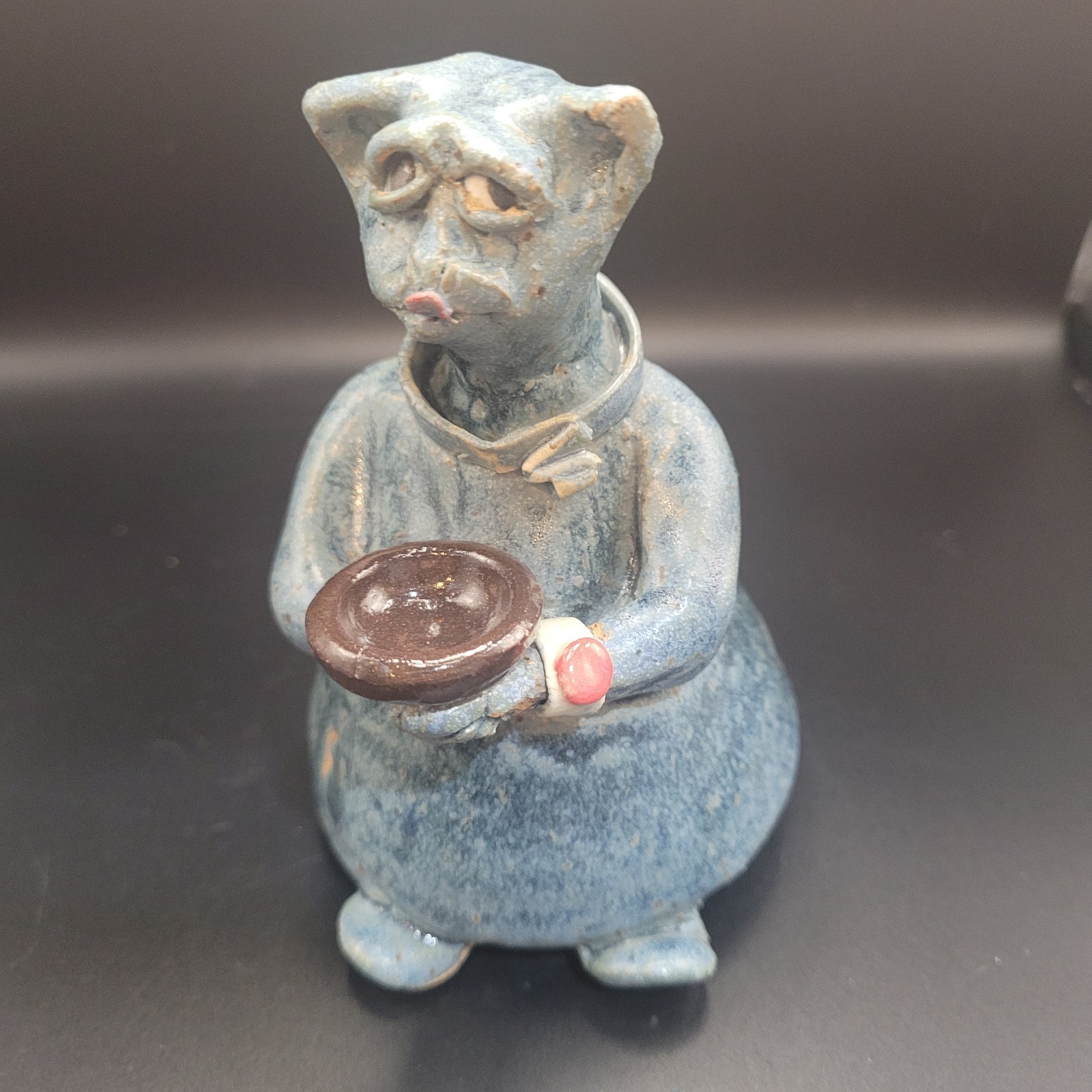 Lot of Funny Face Art Pottery Figurines Bird Pig Mole Cat 2.5 3.25 4.5 & 5 in