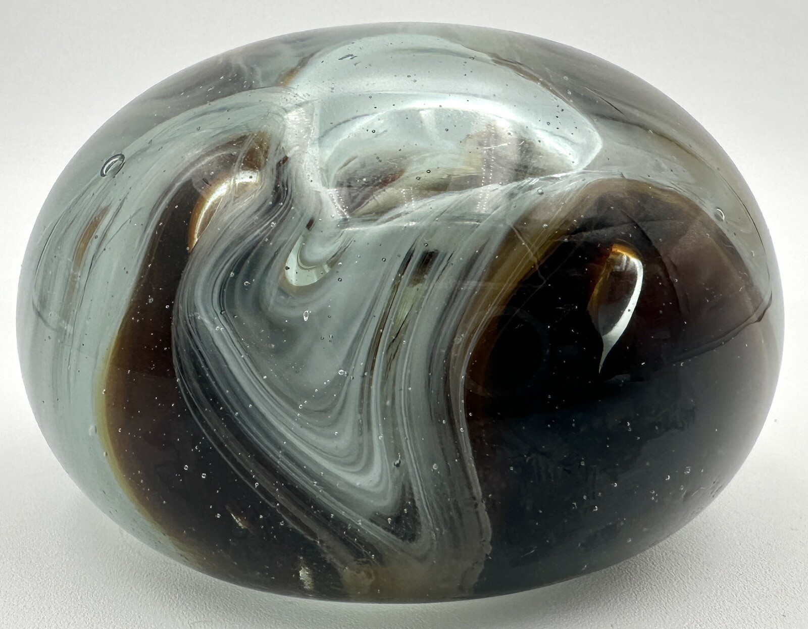 Art Glass Paperweight Abstract Flower Bubble Multicolor Brown