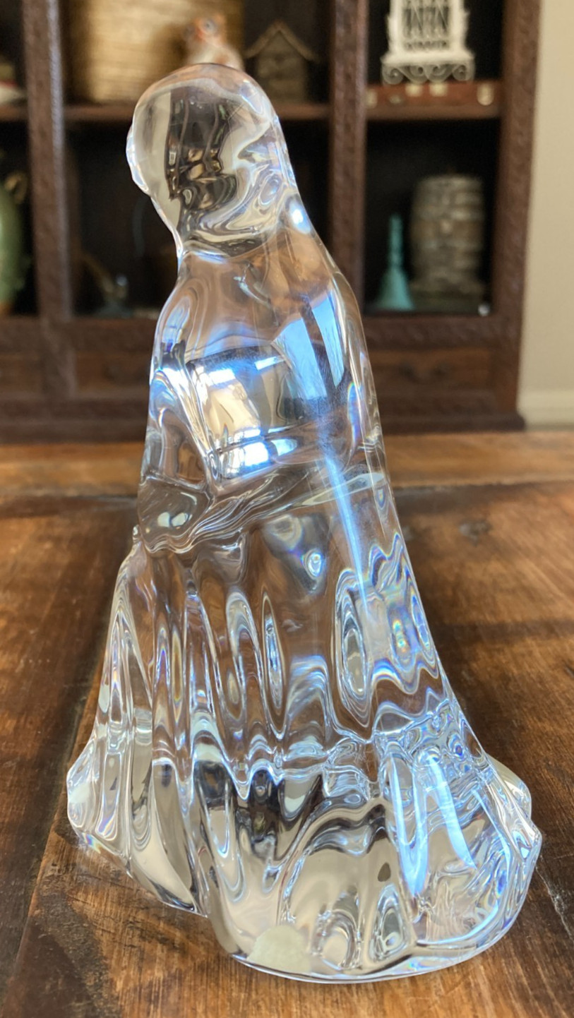 Baccarat Crystal Nativity Mary Kneeling Sculpture Figurine France 6″ Mint