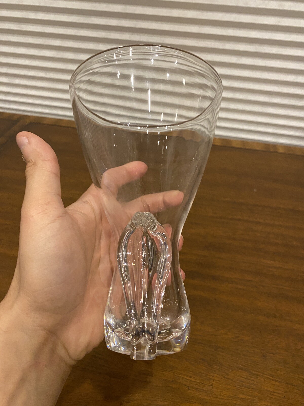 BEAUTIFUL VTG STEUBEN Lyre Crystal Vase By Lloyd Atkins SIGNED 7.75″H