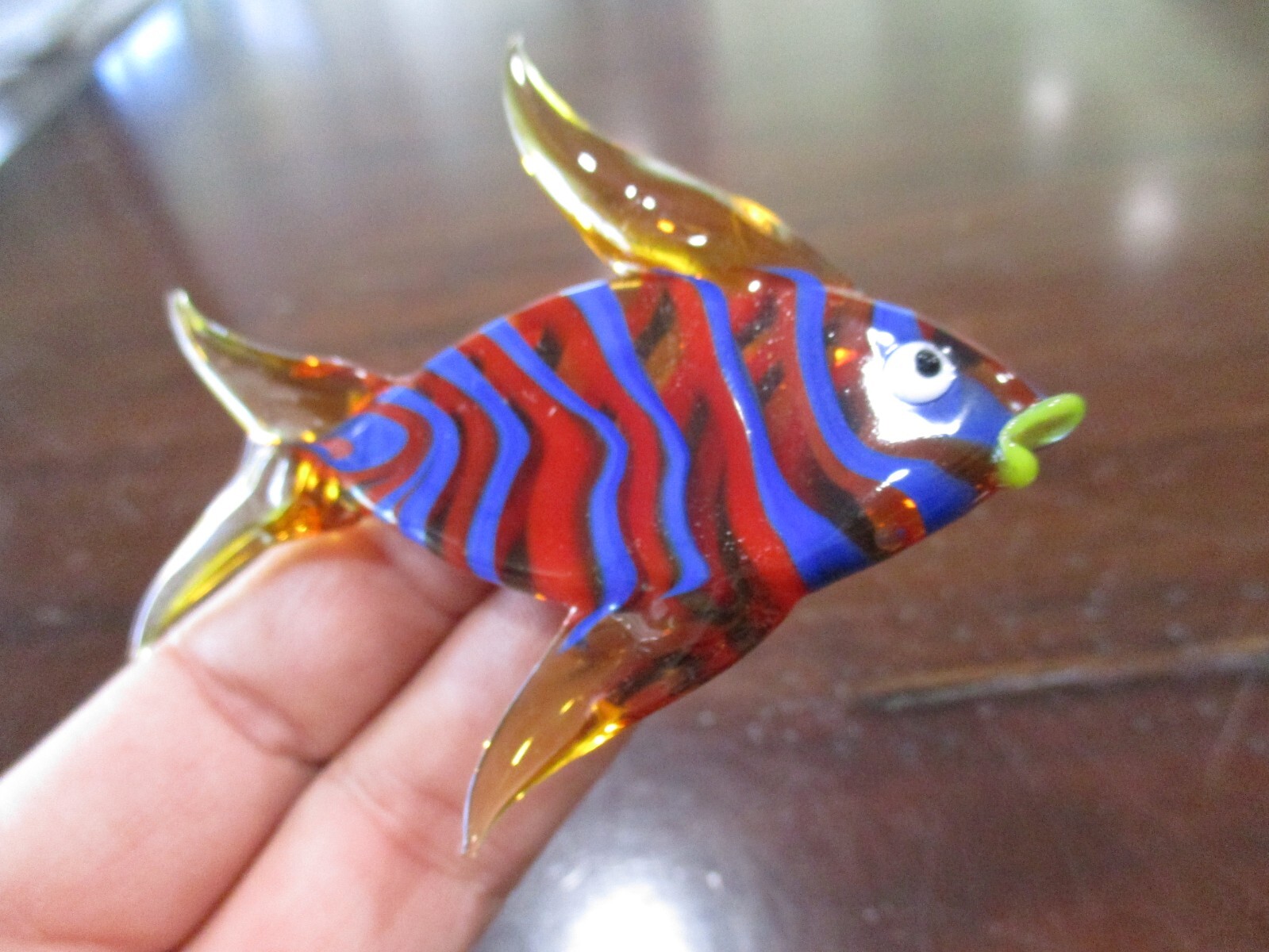 HAND MADE ART GLASS TROPICAL SALT WATER FISH ORANGE BLUE PINK YELLOW LIPS FISH